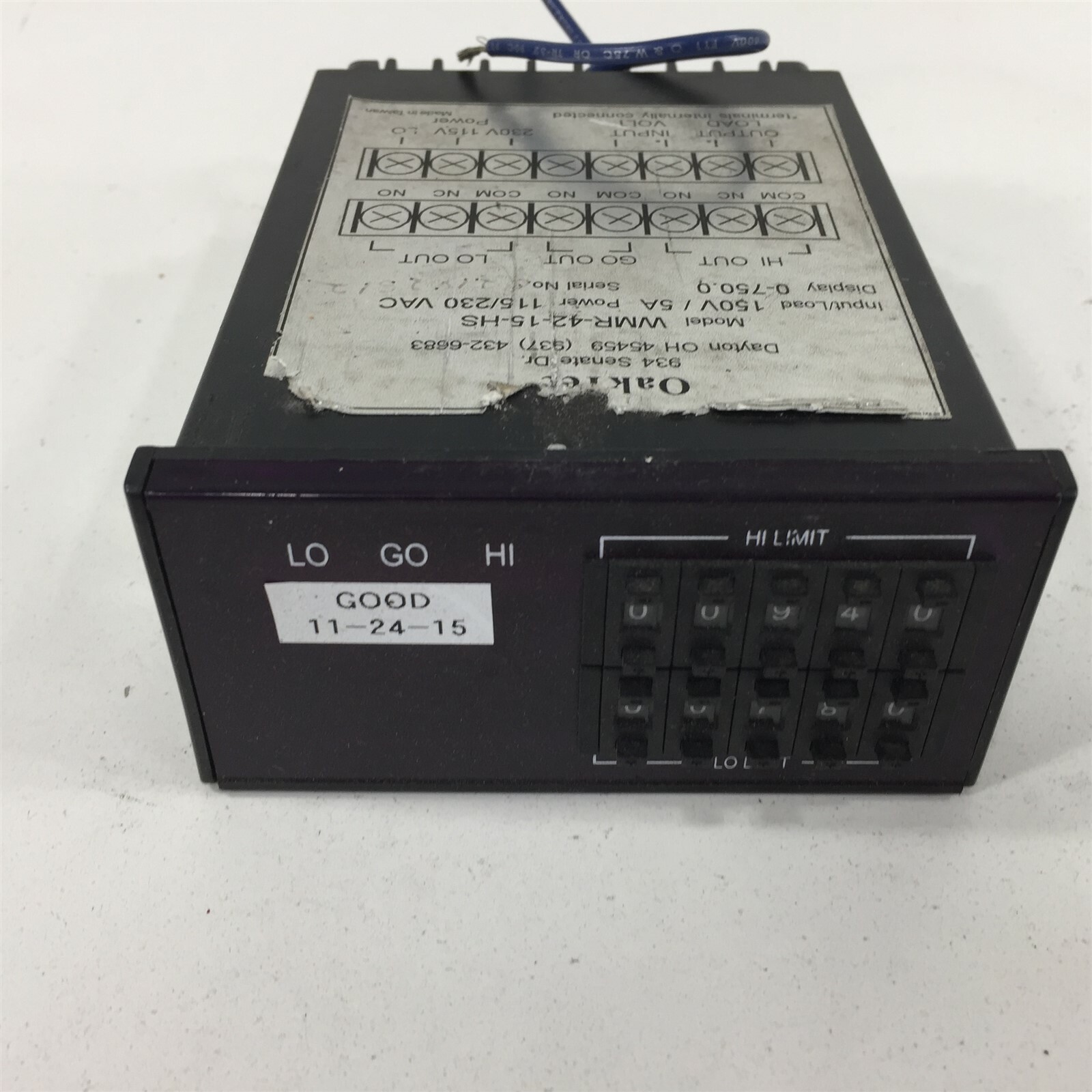 Oaktec WMR-42-15-HS Dual Limit Watt Meter WMR4215HS