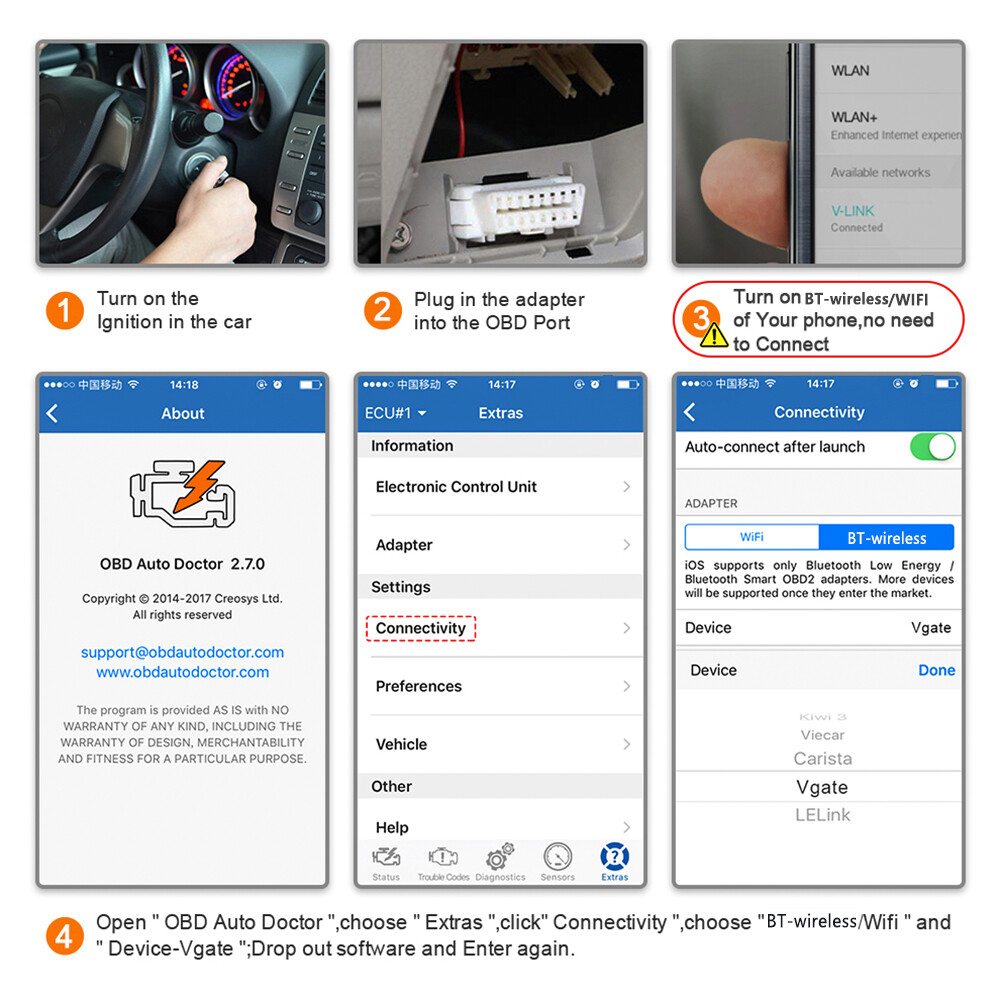 Vgate iCar3 Bluetooth3.0 OBD2 Scanner CodeReader Diagnostic Tool For Android IOS