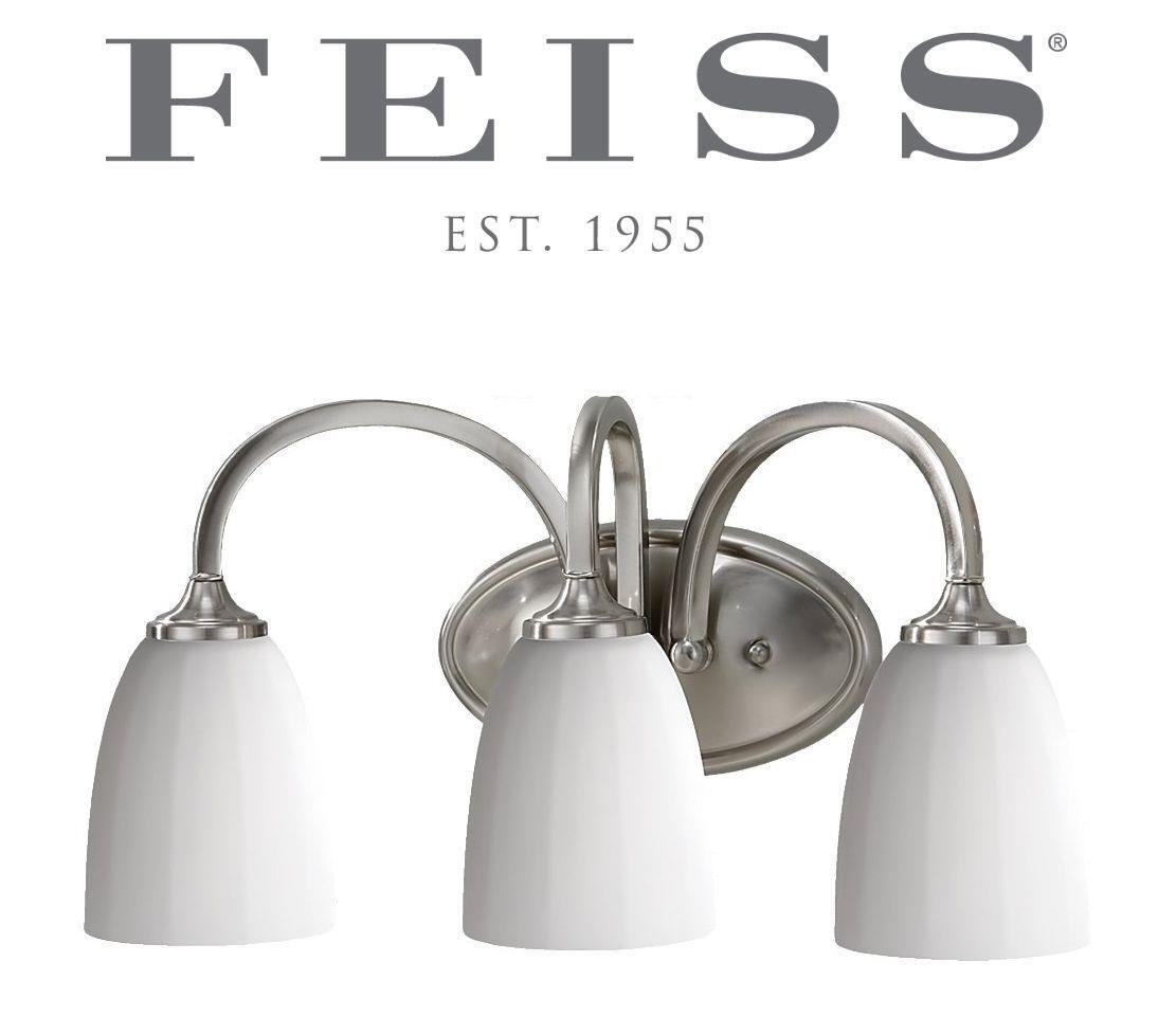 Feiss Perry 18" 3 Light Glass Wall Vanity, Brushed Steel, VS17403-BS