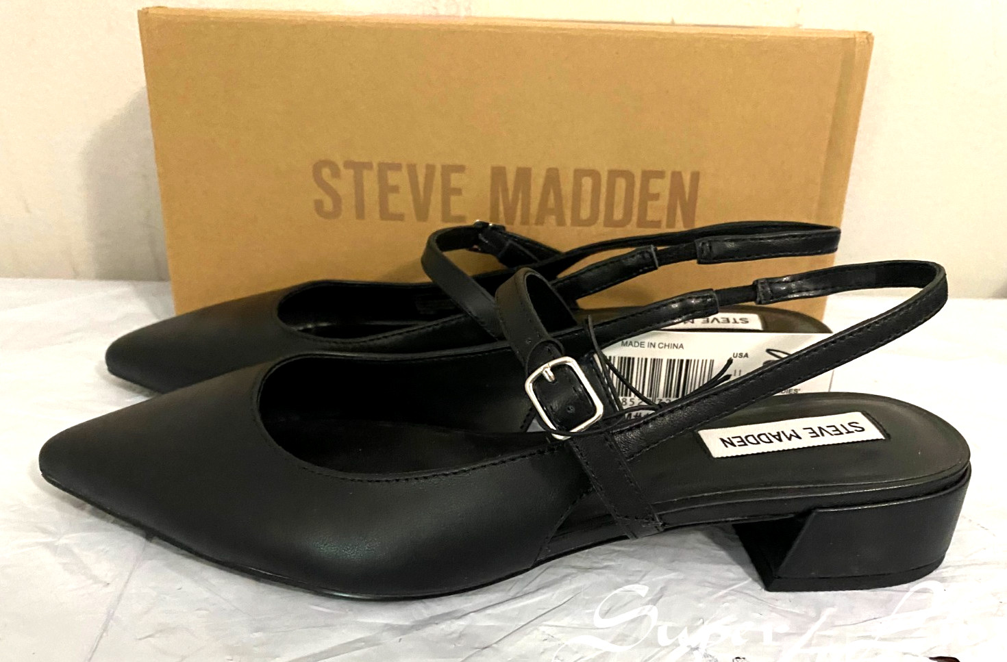 NEW Steve Madden Women's Christy Leather Slingback Casual Flats PICK SIZE BLACK