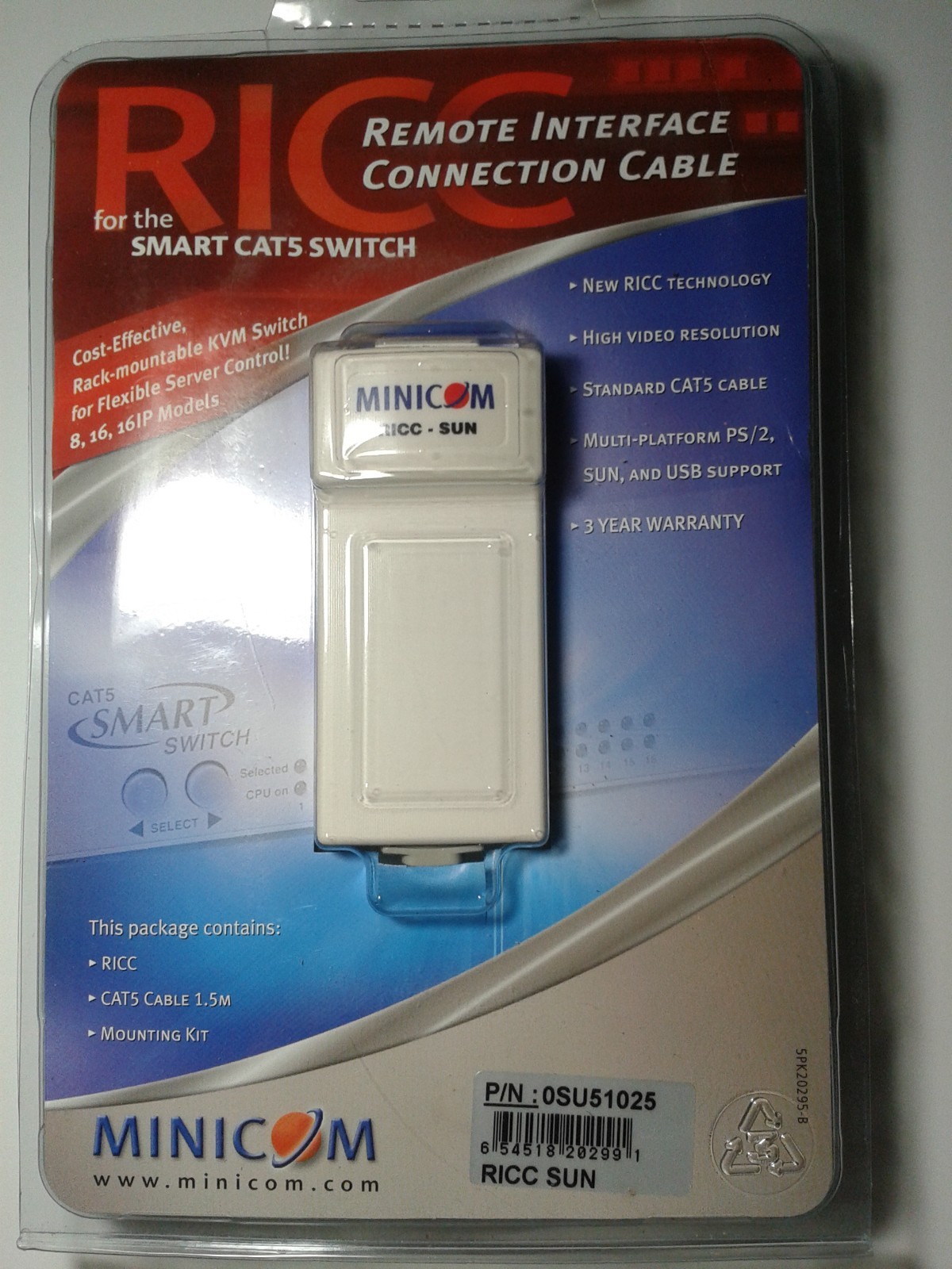 MiniCom RICC-SUN 0SU51025 with 1SU51021 Remote Interface Cable Kit NEW SEALED
