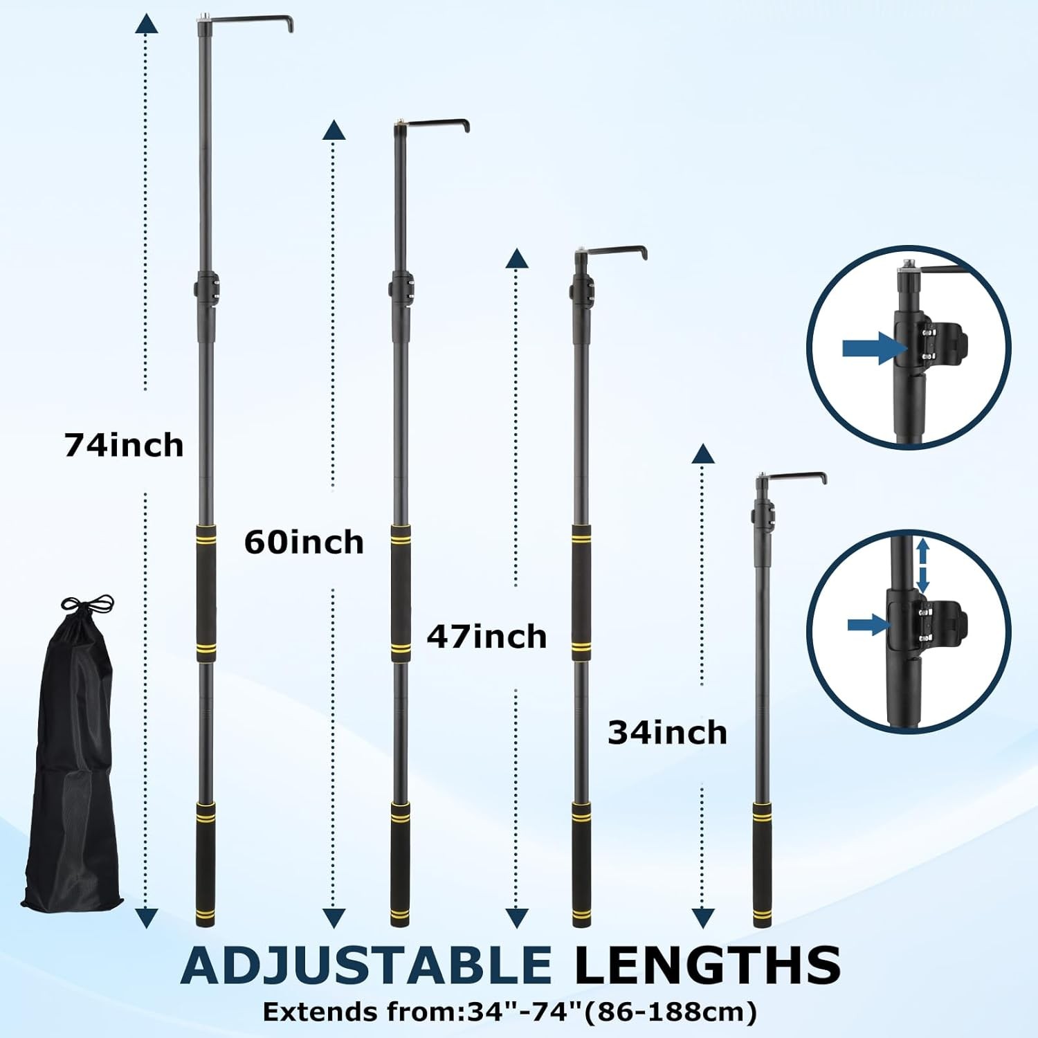 Telescoping 34-74" Pickup Truck Cargo Grabber Tool for Easy Loading