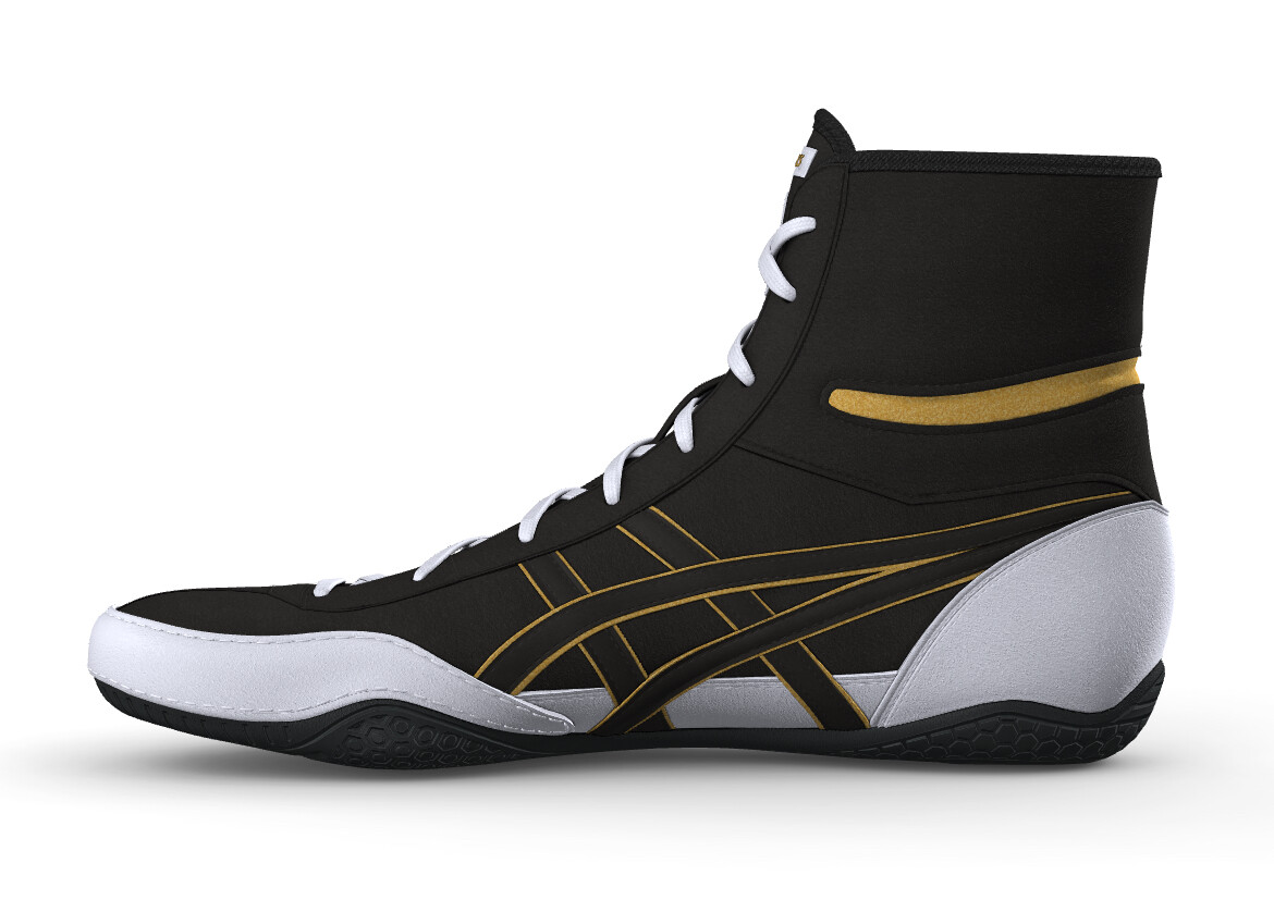 asics Wrestling Shoes Black White BlackLine Gold WhiteLace NEW EX-EO TWR900 Next