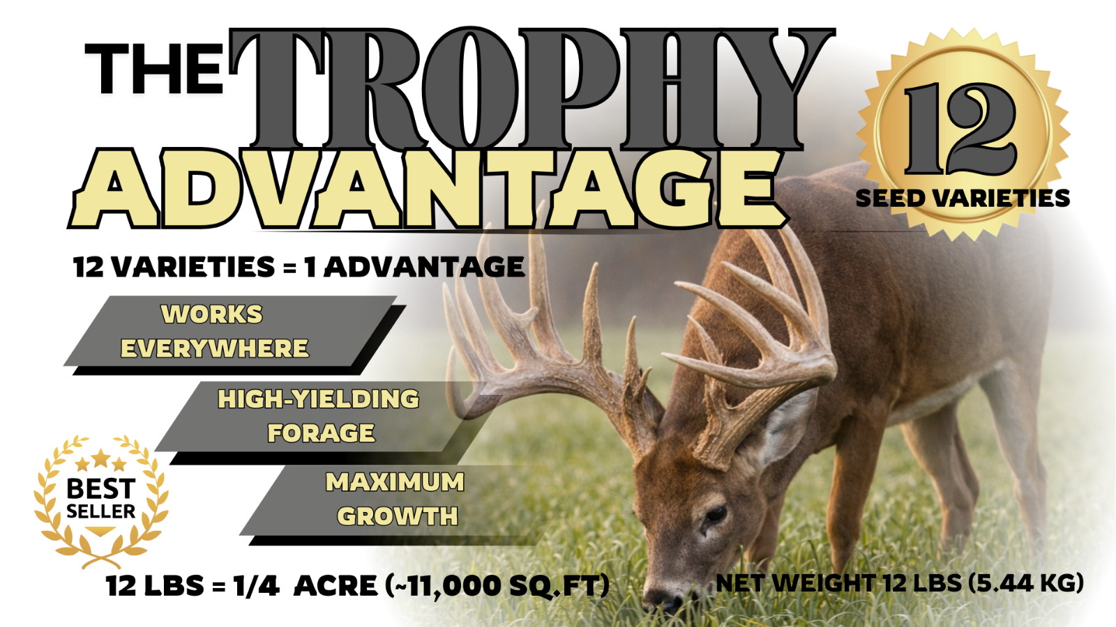 The Trophy Advantage FALL Food Plot Mix - 12+ Varieties Matures in stages