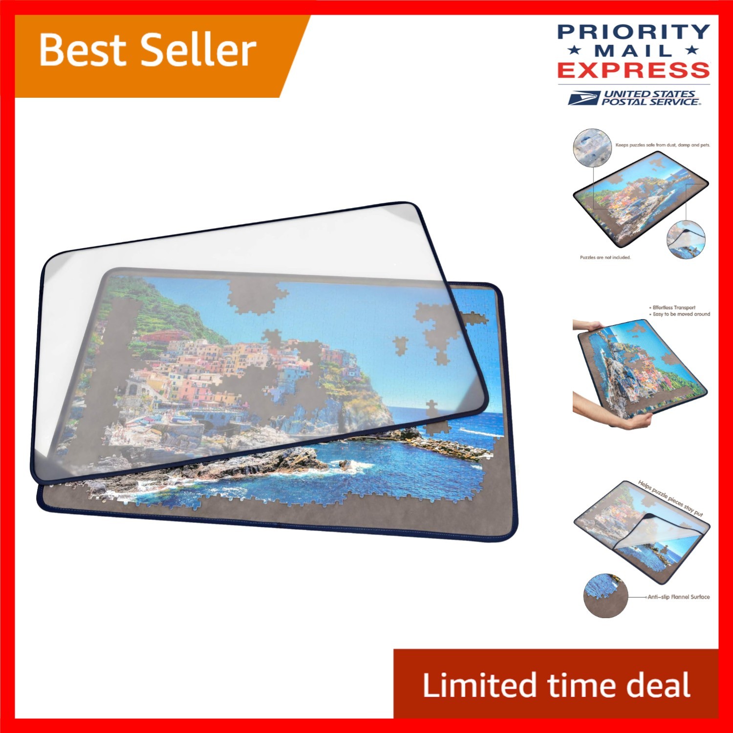 Durable Gray Puzzle Mat with Dustproof Cover: Storage Solution for Your Puzzles