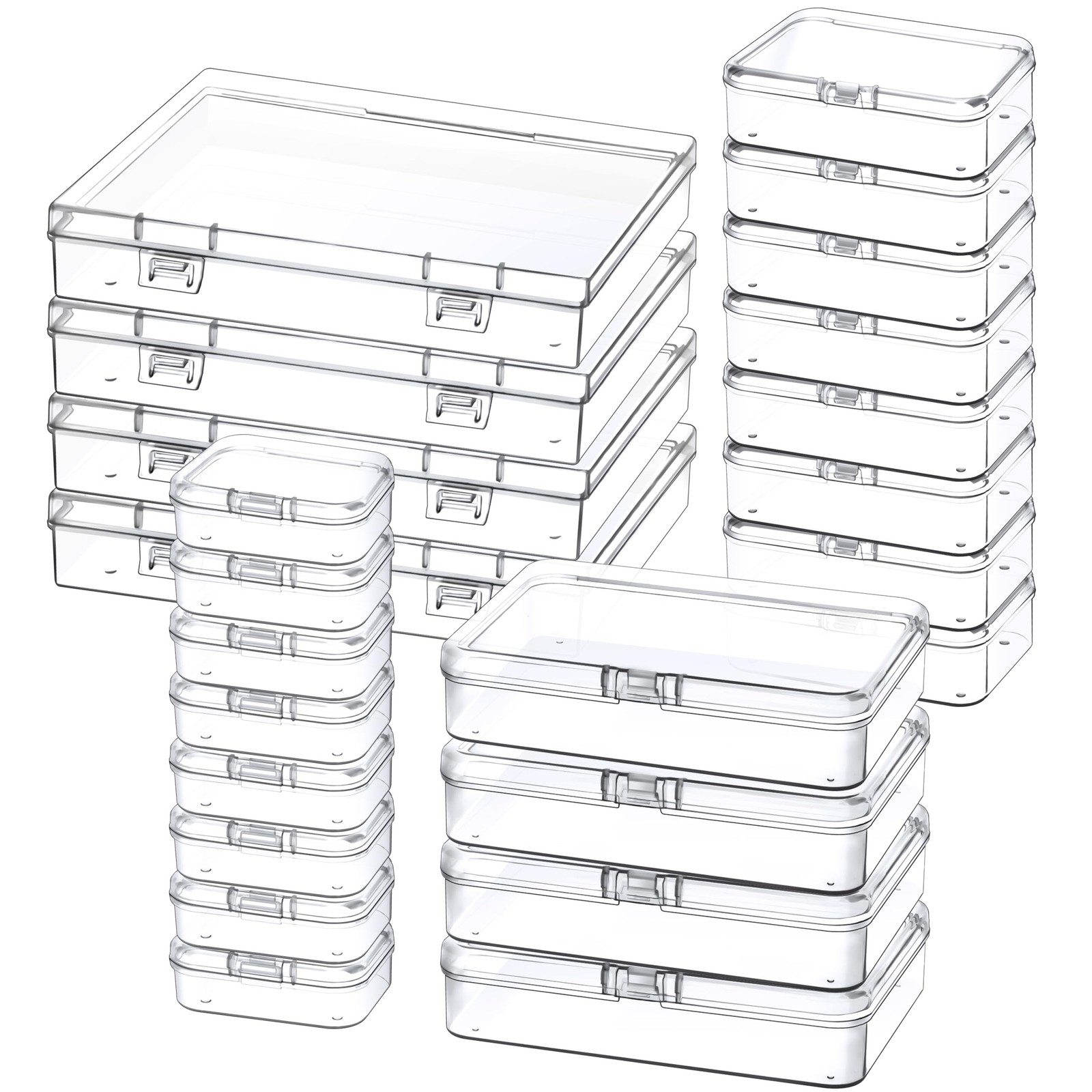 24 Pack Mixed Sizes Small Plastic Storage Containers Mini Rectangular Small