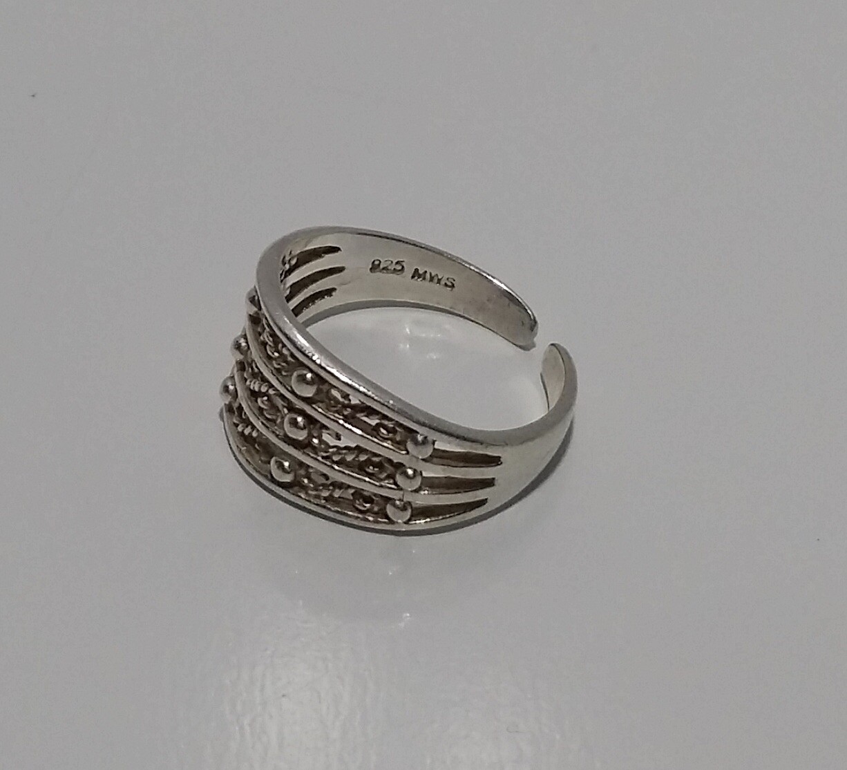 Sterling Silver 925 Adjustable Beaded Accent Toe Ring