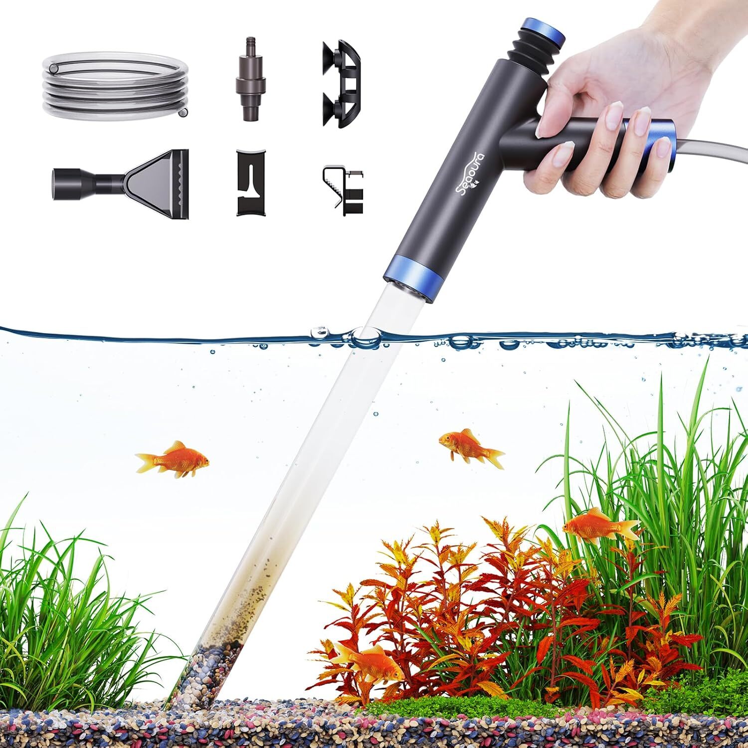 Seaoura SR-528 3-in-1 Multi-Function Cleaner Aquarium Siphon Pump Gravel Cleaner