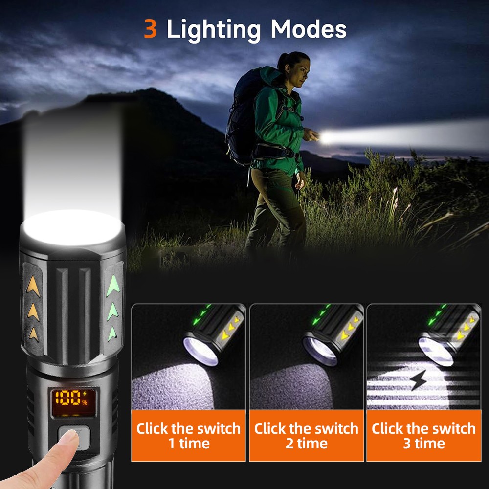 99000000 Lumen Bright LED Tactical Flashlight Rechargeable LED Work Lights 2026