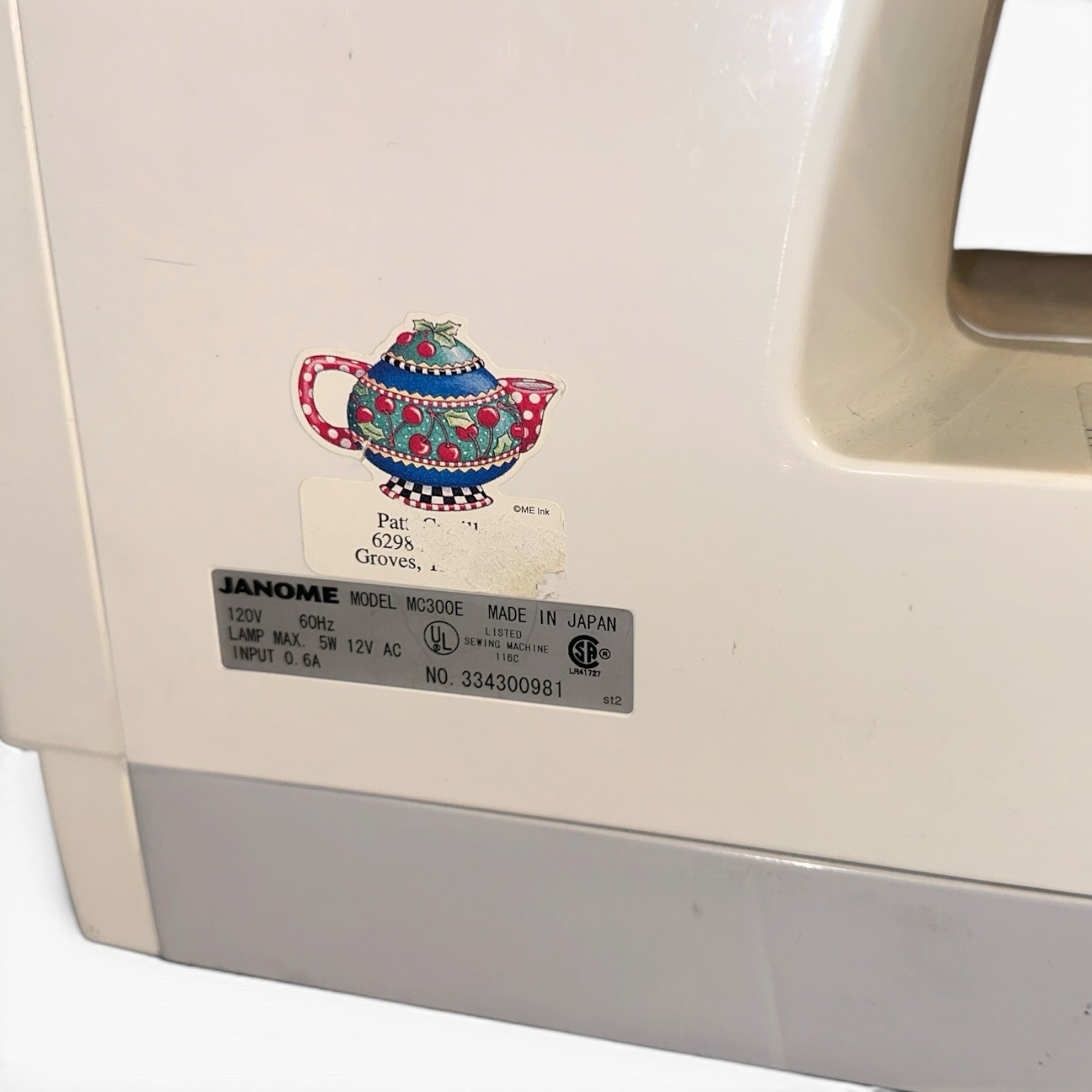 JANOME MC 300E EMBROIDERY MACHINE/POWER Cable Only