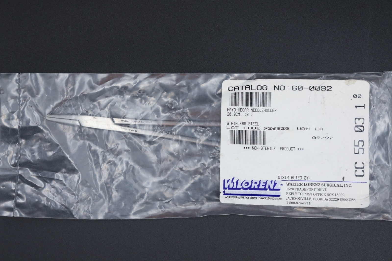 NEW W. Lorenz 60-0092 Mayo-Hegar Needle Holder 20cm   8"