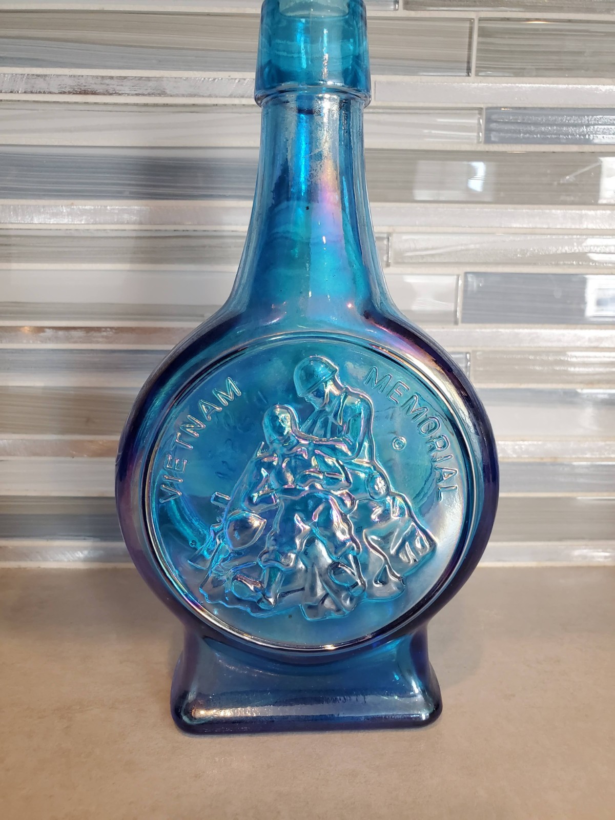Vintage Wheaton Vietnam Memorial Commemorative Carnival Glass Bottle