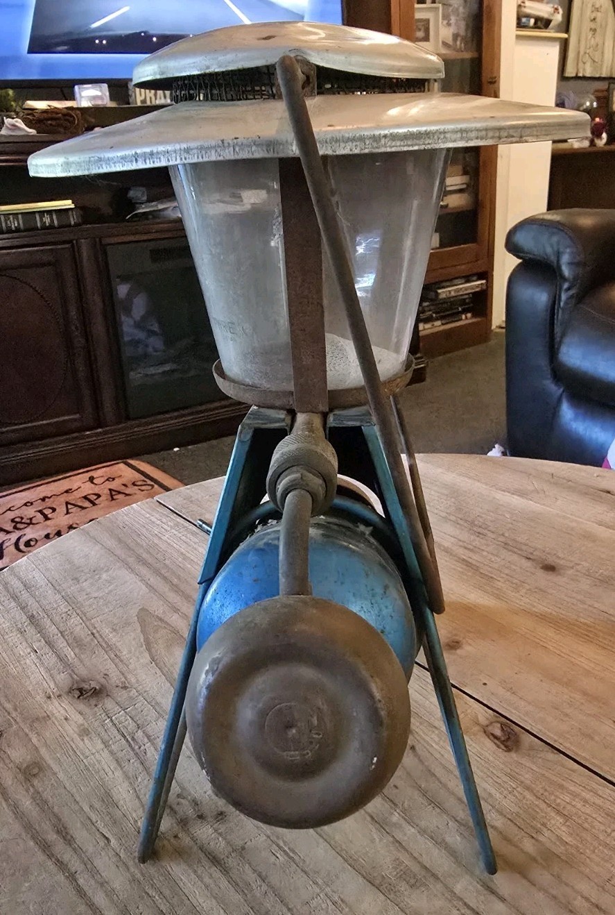 Vintage Turner Propane Camping Lantern Teal Blue