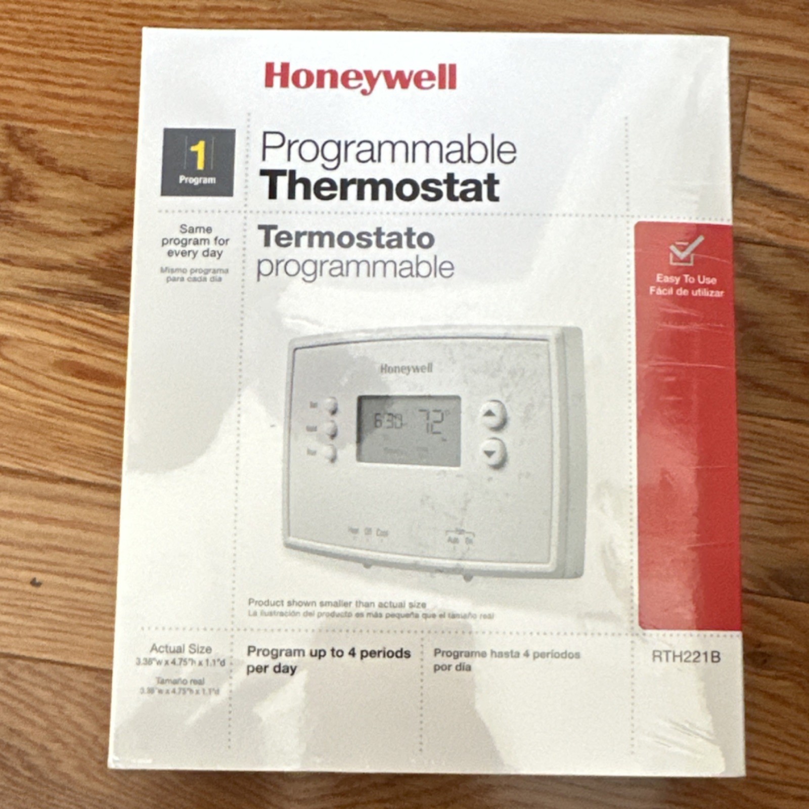 Honeywell RTH221B Programmable Thermostat Digital Display Push Button Wall-Mount