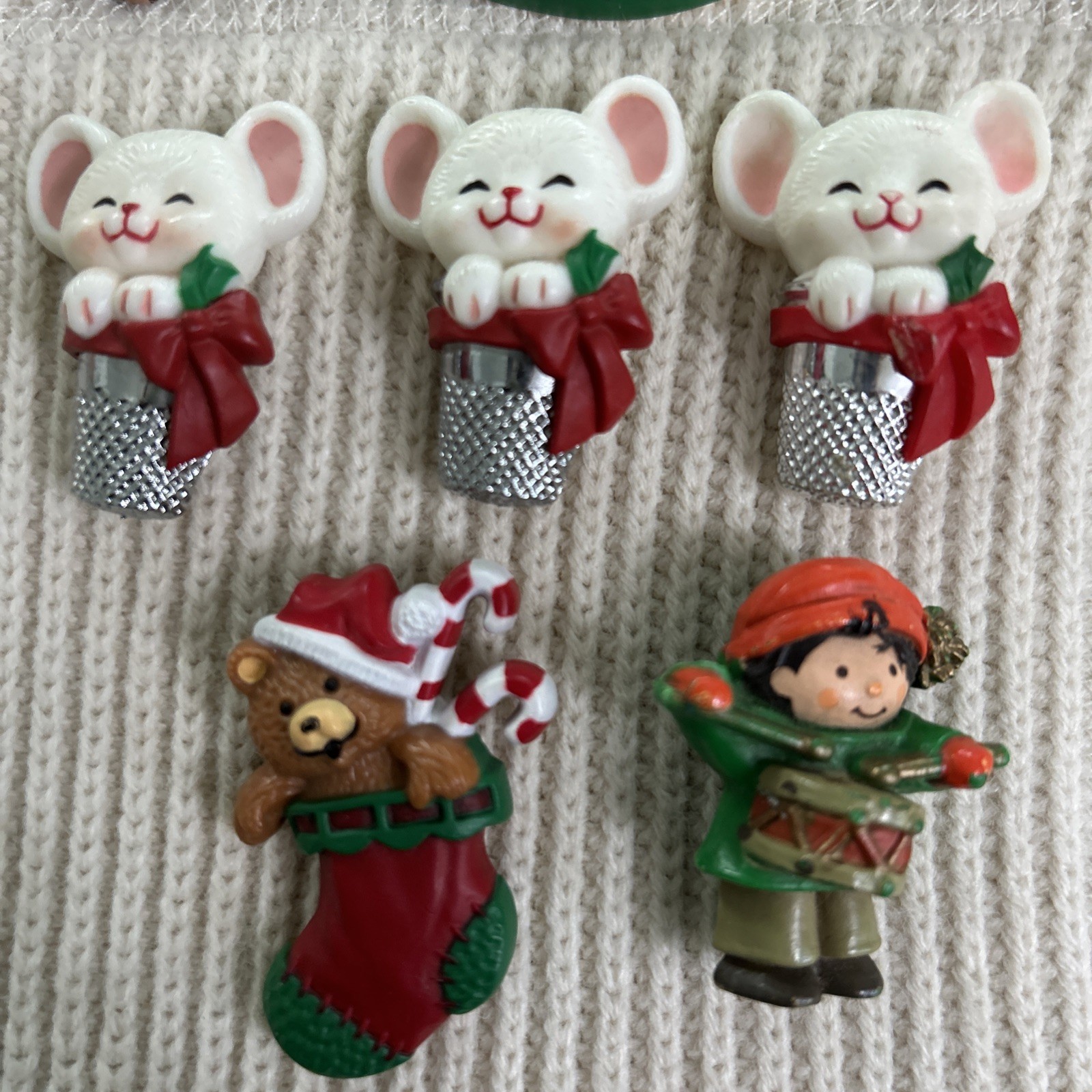 8 Vintage Hallmark Christmas Lapel Pins Brooches Pinbacks Rocking Horse Mice