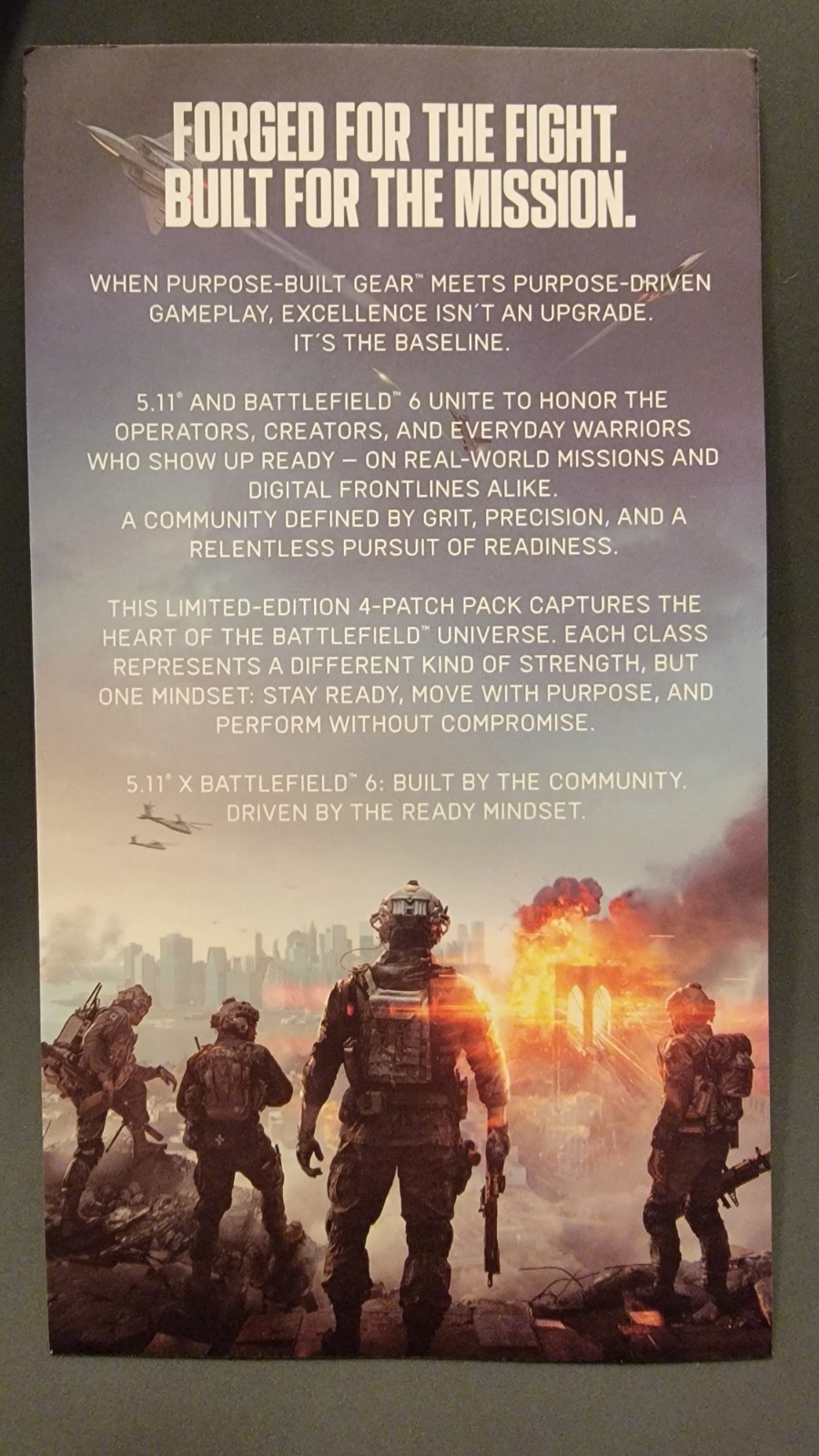 5.11 Tactical Gear Patch – Battlefield 6 Classes -Enginner Recon Assault Support