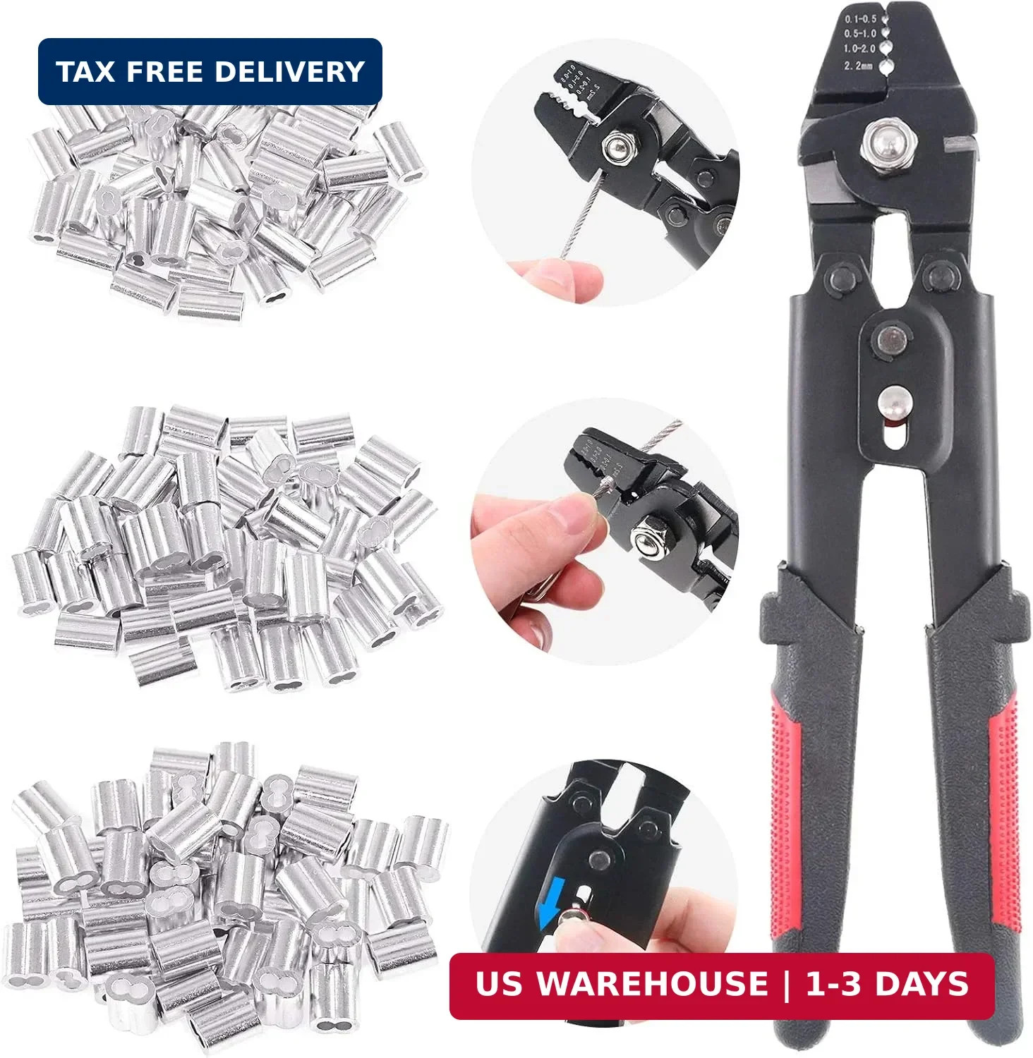 Glarks Up To 2.2mm Wire Rope Crimping Tool Wire Rope Swager Crimper Fishing Crim
