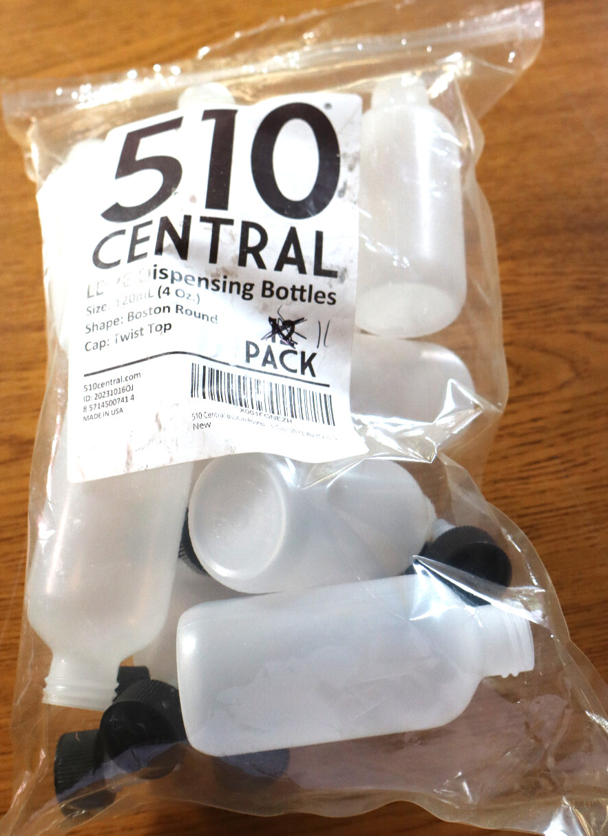 11 pack of 4oz (120mL) LDPE Plastic Boston Round  Bottles W/ Cap Twist Top