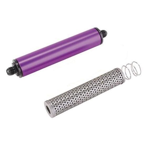 Purple 10 Inch Aluminum Fuel Filter with Stainless Element AN8 Fittings