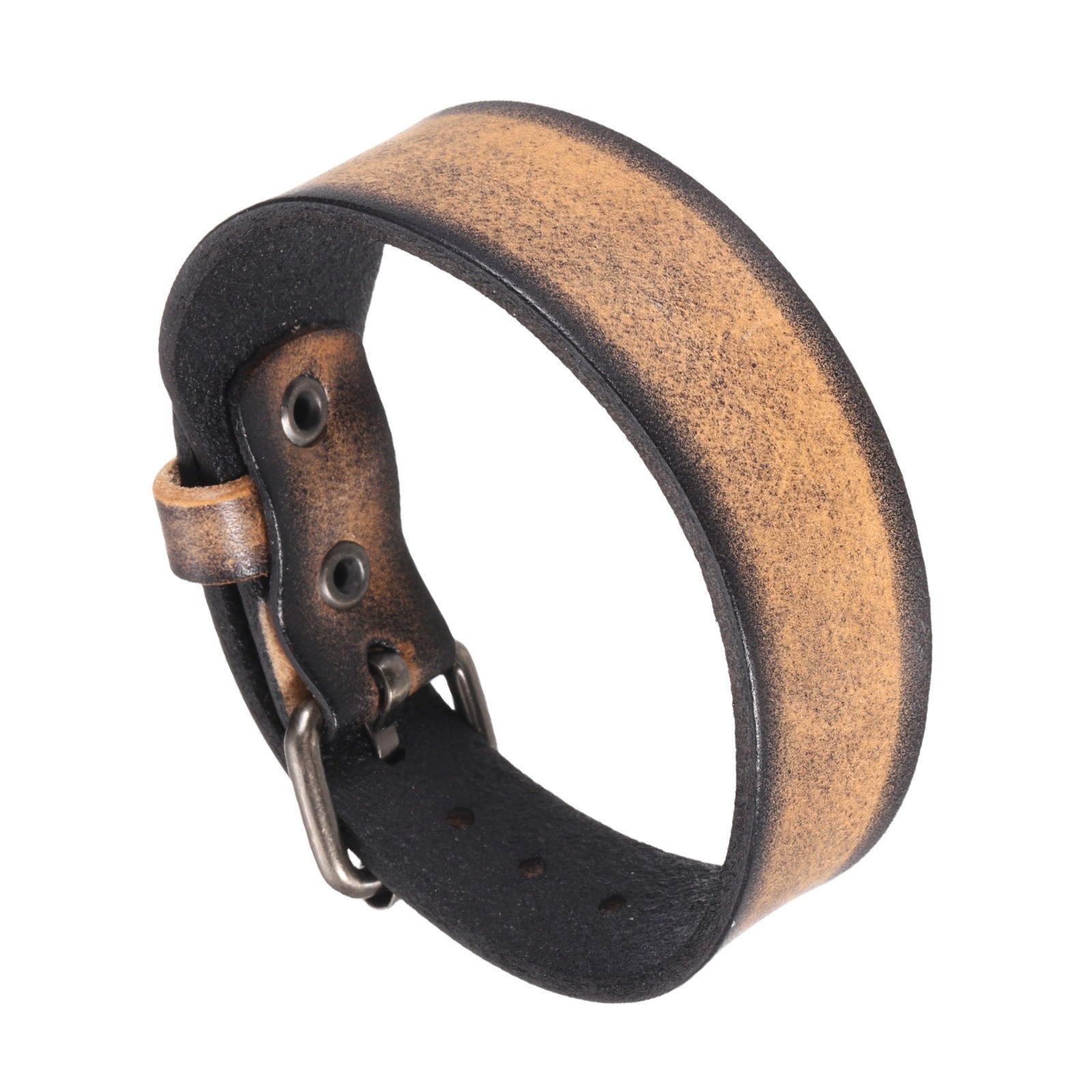 Plain Leather Bracelets Buckle Bangle,Vintage Black Punk Bracelets