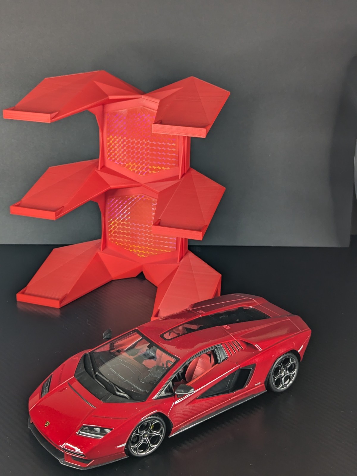 Elegant Red 1:24 Scale Diecast Car Display Stand with 3 Tiers