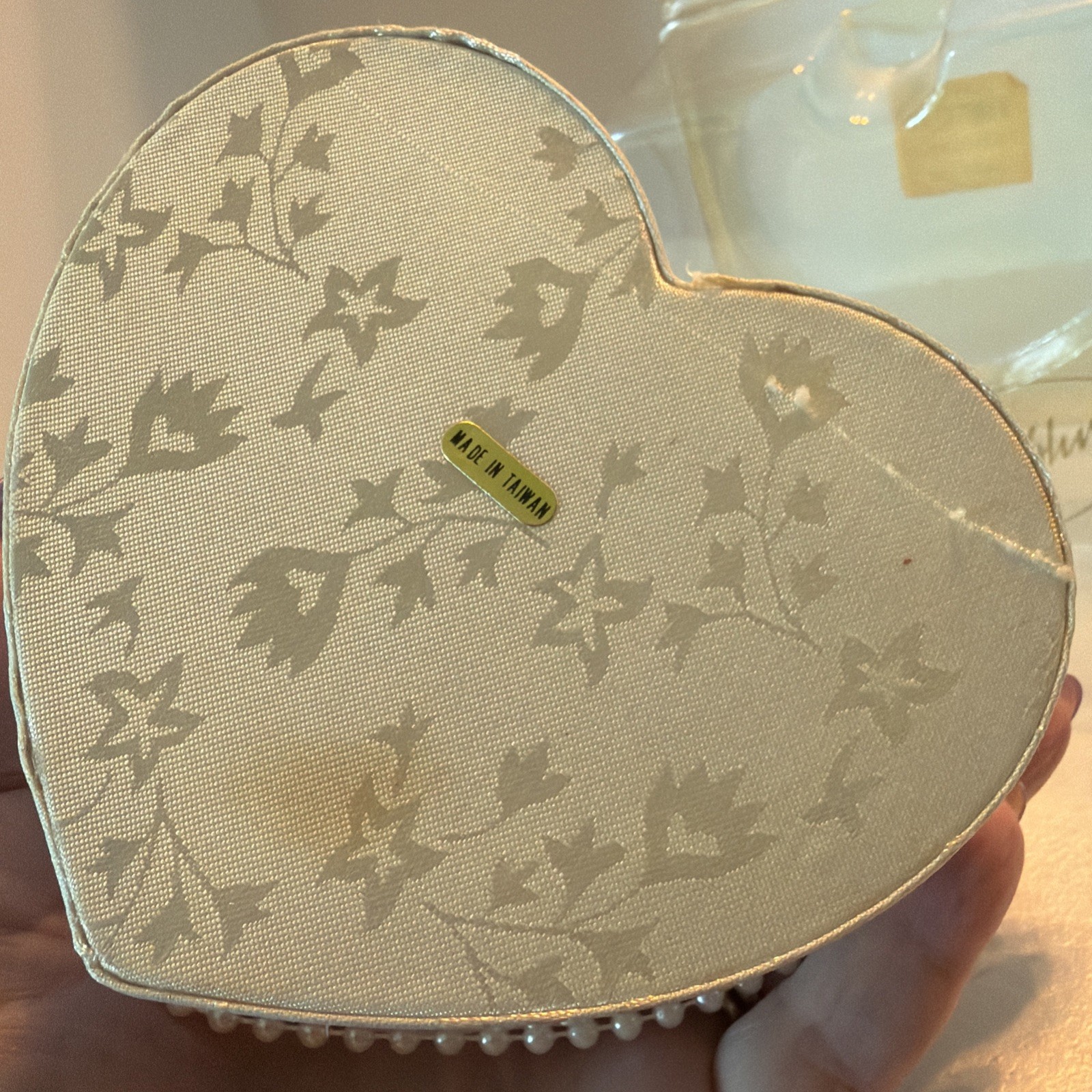 St John Fabric Heart Trinket Box Padded Floral