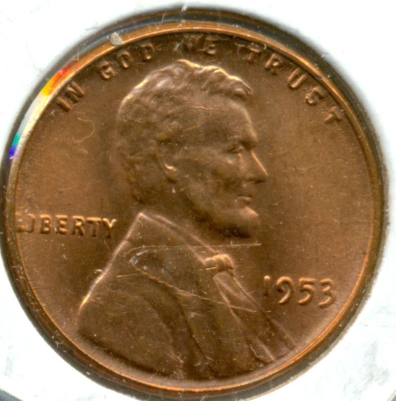 1953-P LINCOLN CENT, CHOICE BRILLIANT UNCIRCULATED RED, GREAT PRICE!