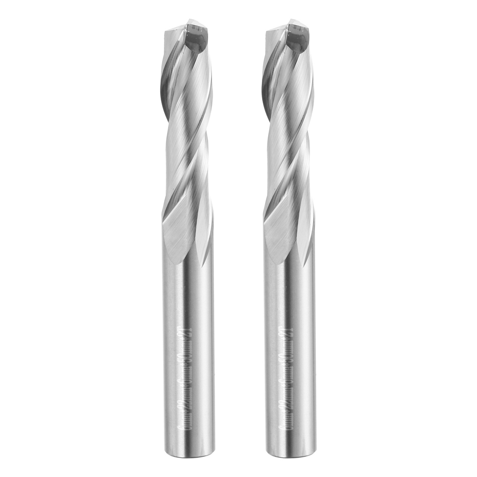 2pcs Spiral Router Bit 6mmx6mmx22mmx50mm 2 Flutes 30 Degree Helix HRC44-46