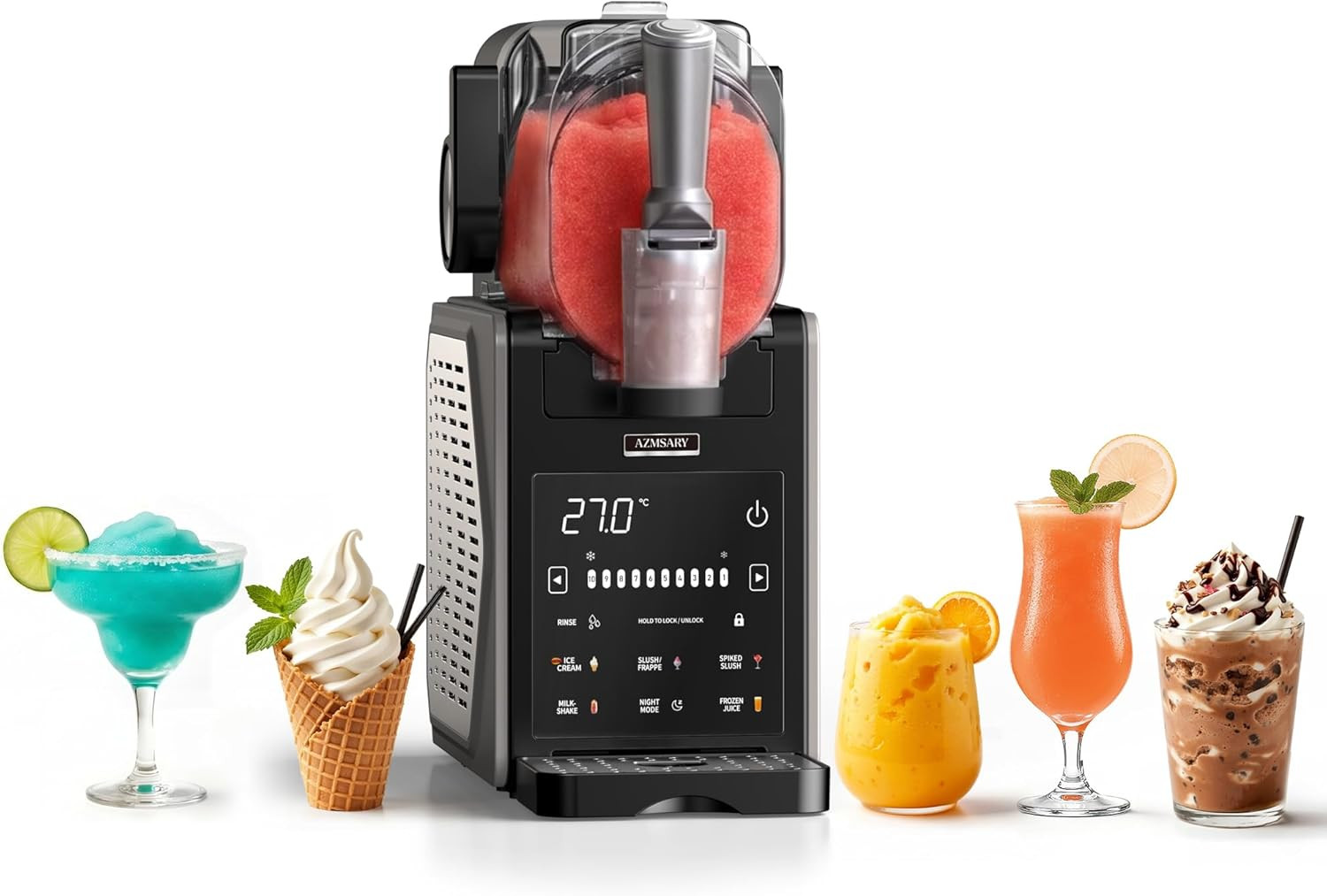 Slushie Machine, 85Oz Ice Cream Machine & Slushy Machine for Home, with LED Disp
