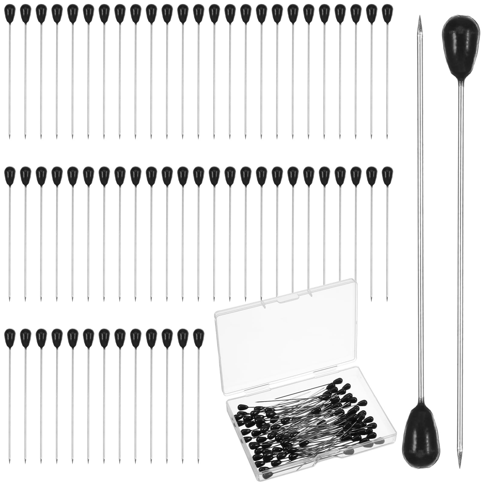 100 PCS Corsage 5.5cm/2.17in (Length), 0.8cm/0.31in (Bead Length), Black