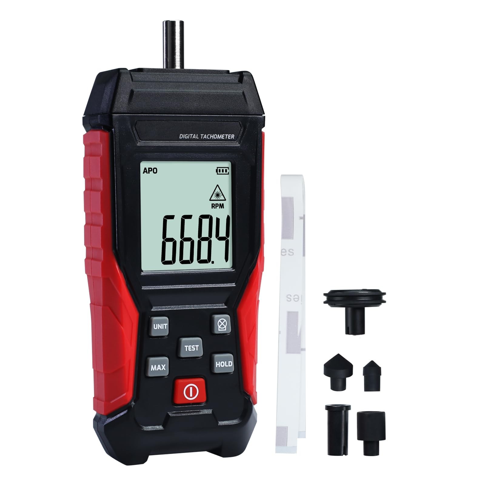 Digital Tachometer 2-in-1 Non-Contact Laser Photo 3~99,999RPM &...