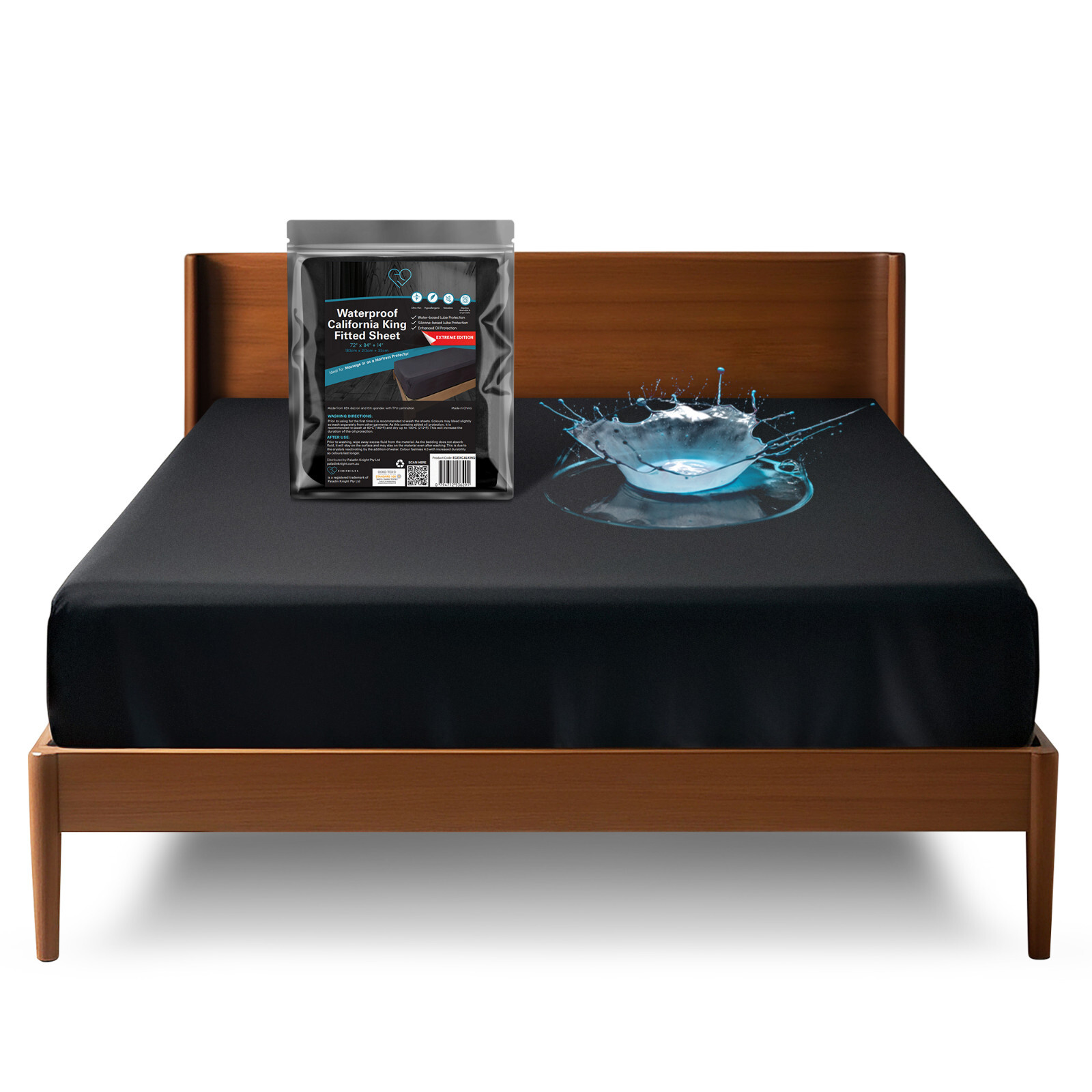 California King Waterproof Fitted Black Massage Sheet 72 inch x 84 inch + 14inch