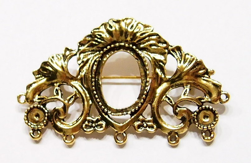 4 of 18x13mm Antique Gold Victorian Brooch Pin or Pendant Deco Settings 57x35mm