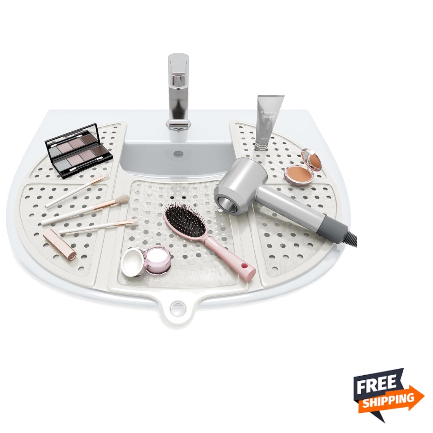 Bathroom Counter Cover & Storage Saver, Foldable Silicone Mat for Hot Tools, ...