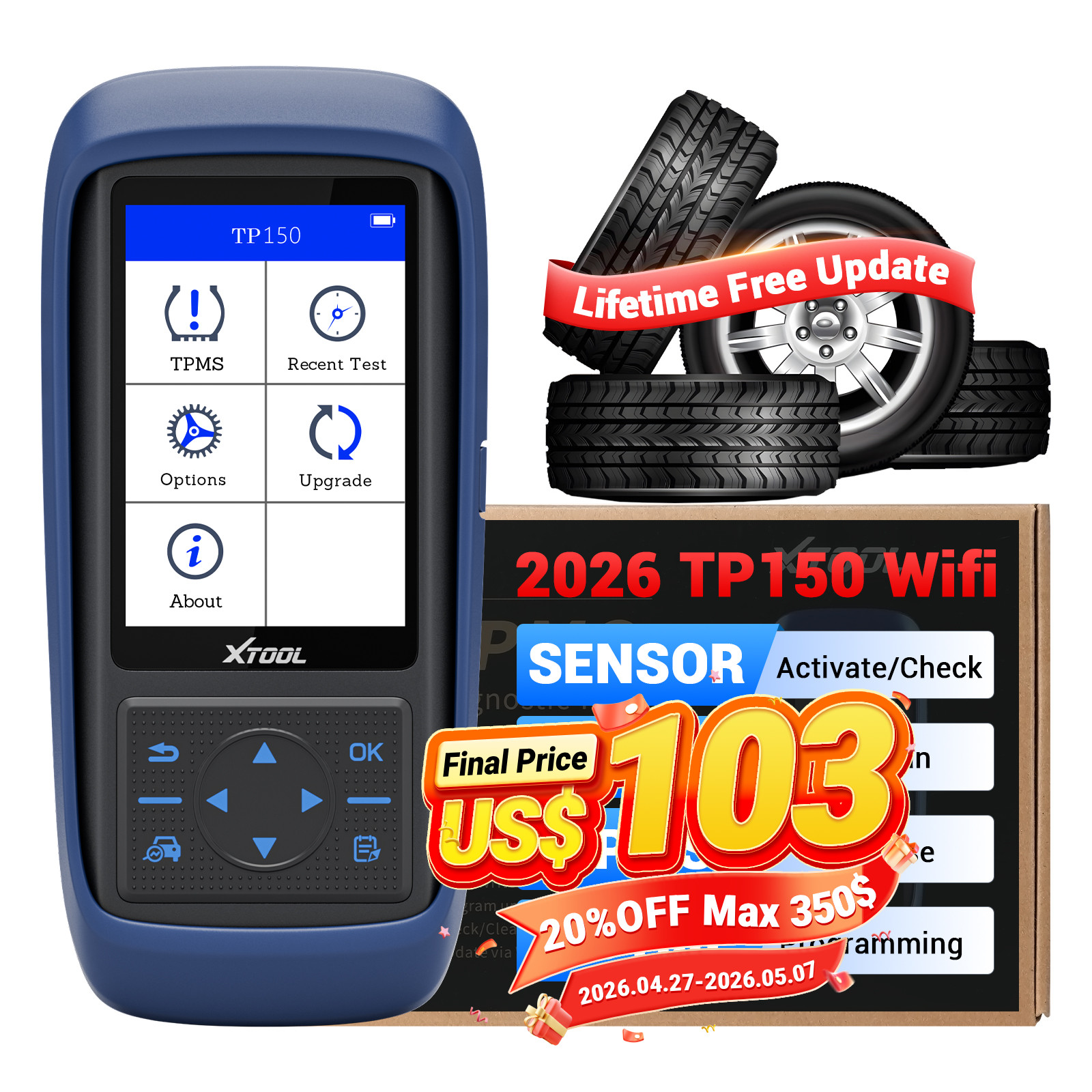 XTOOL TP150 TPMS Tire Relearn Activation Reset Diagnosis Tool TS100 Programming