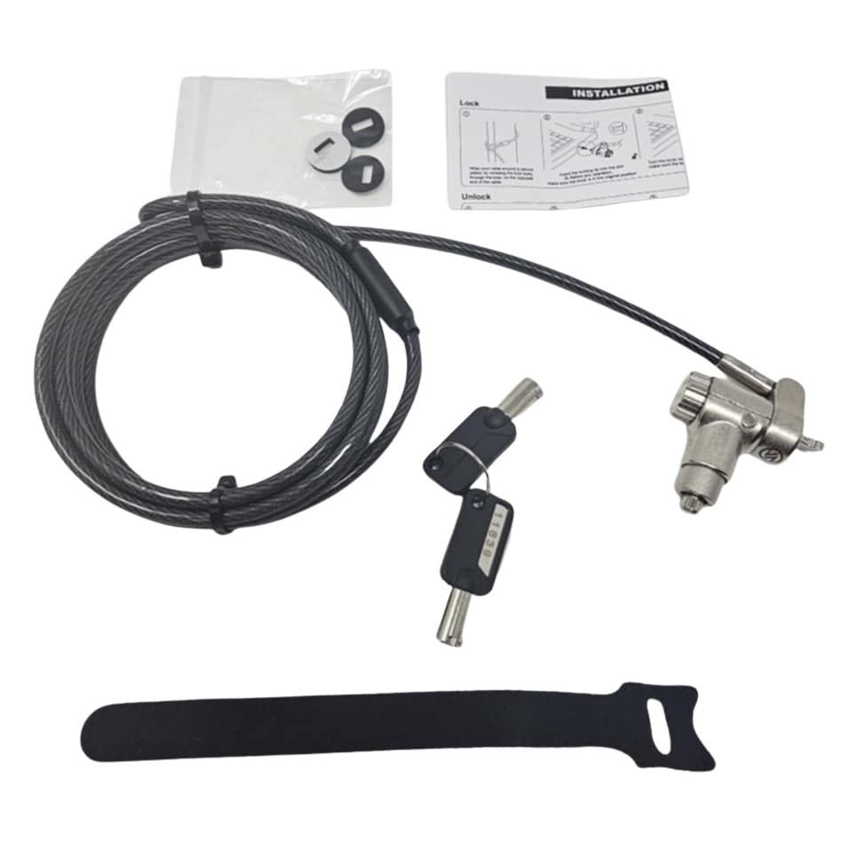 Sendt Black Universal Notebook Laptop Keyed Push to Lock Security Cable for