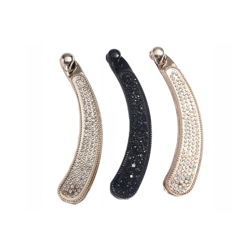 3pcs Shining Rhinestone Banana Barrette Hairpins Crystal Hair Claw Clips