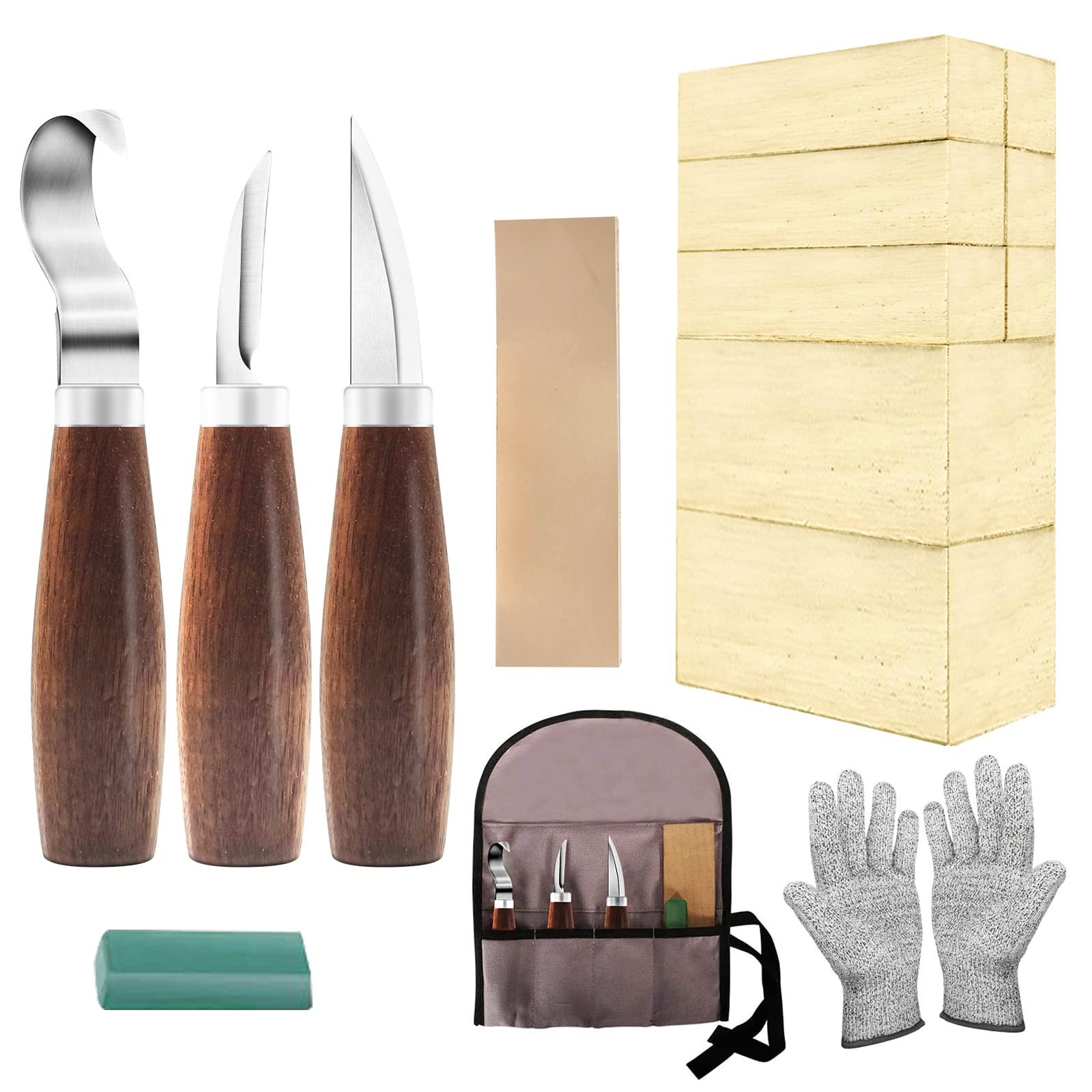 Wood Whittling Kit with Basswood Blocks Sets for Adults and Beginners,Carving...