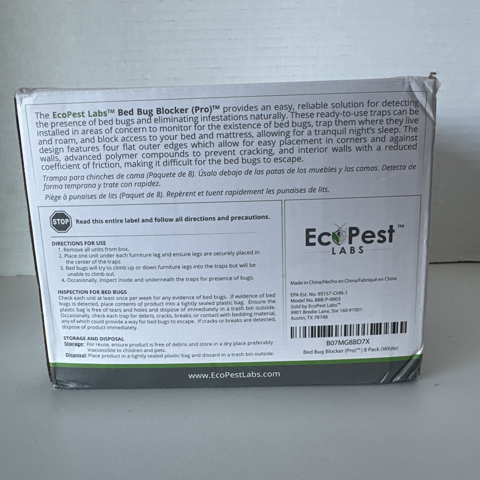 8-Pack EcoPest Bed Bug Blocker Pro Interceptor Traps, Dual Reservoir Design