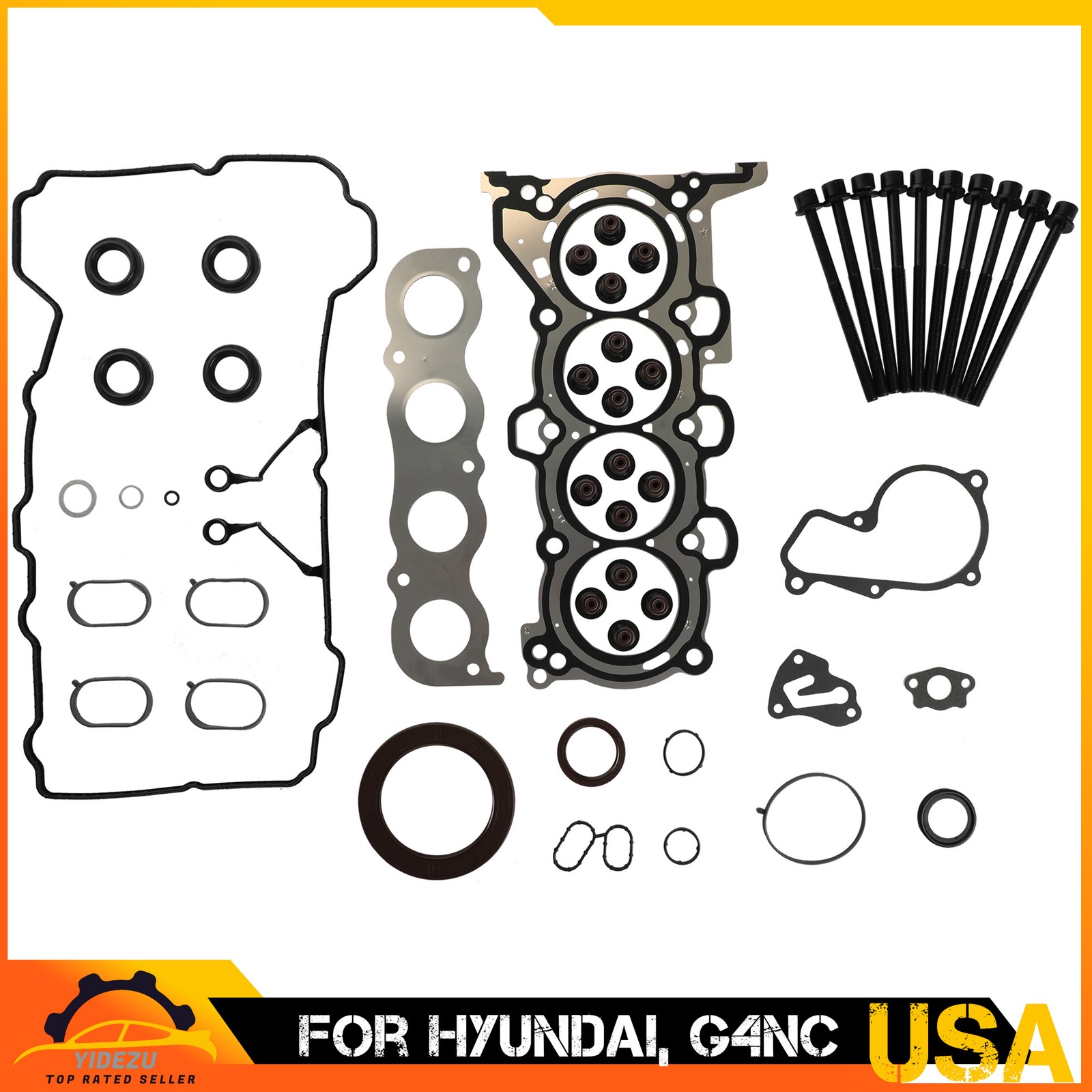 Engine Gasket Seal Kit W/ Head Bolts For Hyundai Tucson Kia Forte Soul G4NC 2.0L