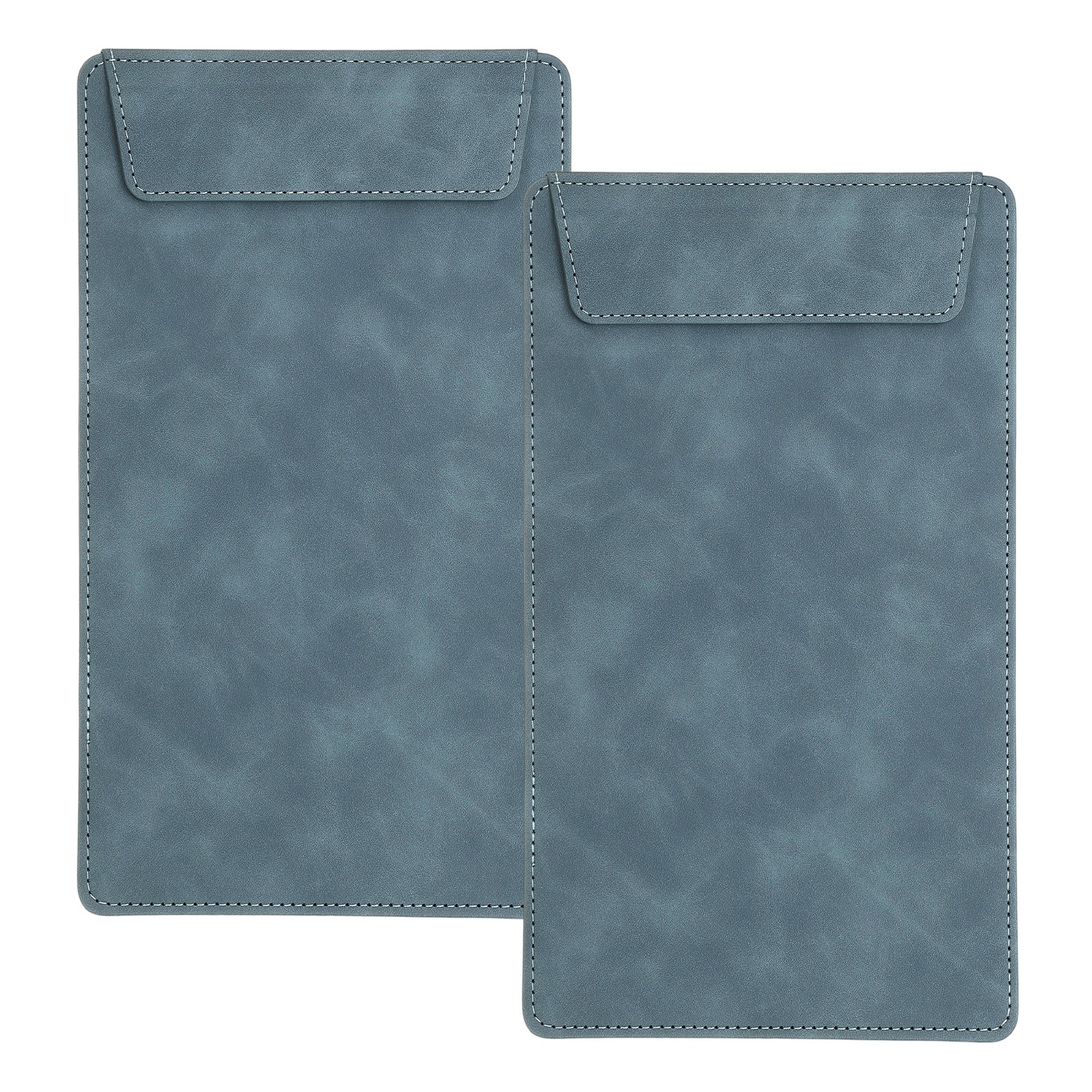 2 Pack Mini Clipboard, 10" x 6" Leather Small Clipboard with Pen Holder (Blue)