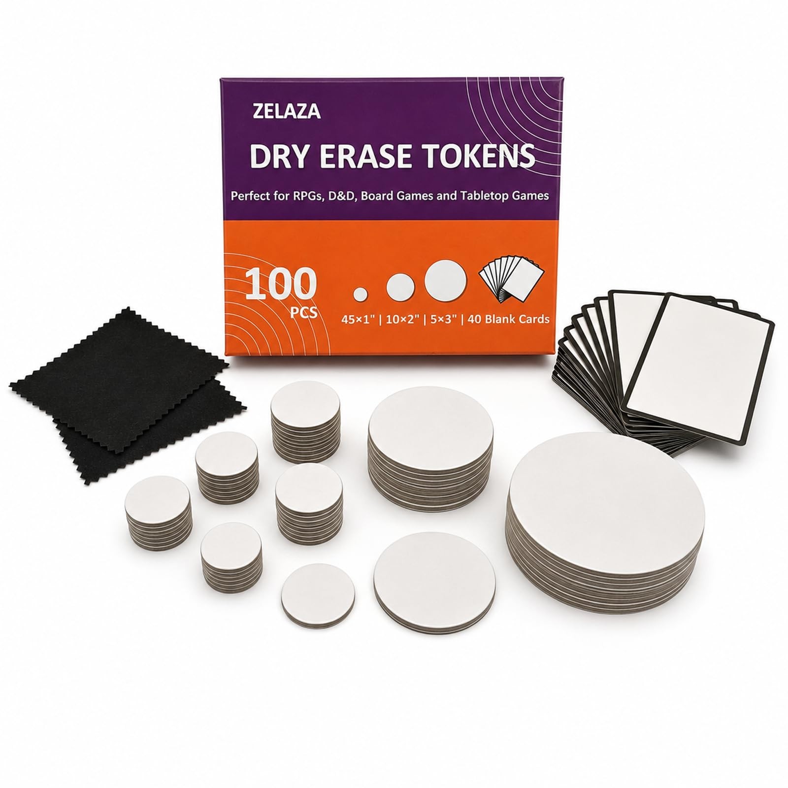 100 PCS Dry Erase Tokens and Cards Combo Set, 60 Reusable Dry Erase Tokens MT...