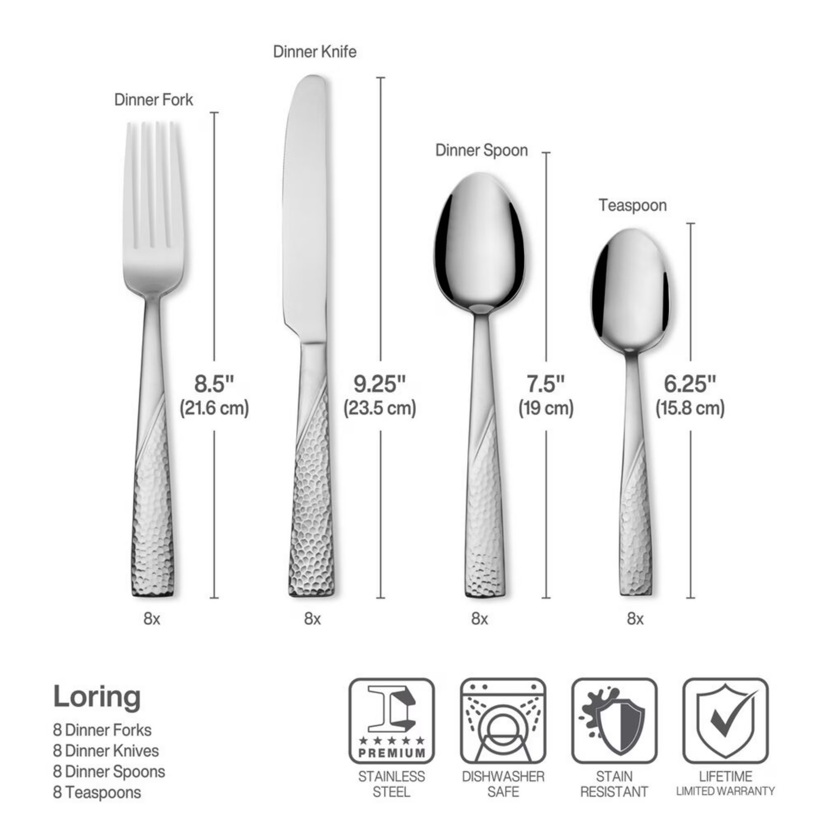 International Silver Loring 34-Piece 18.0 Flatware Set Service for 8