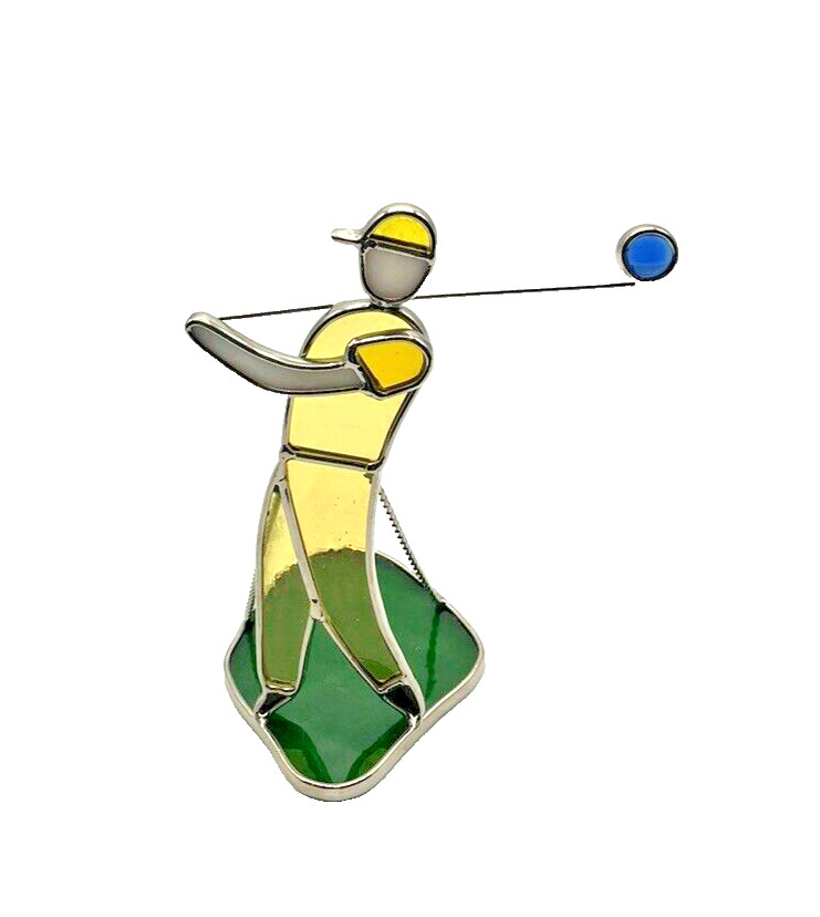 Stained Glass 6.25" Swinging Golfer Suncatcher