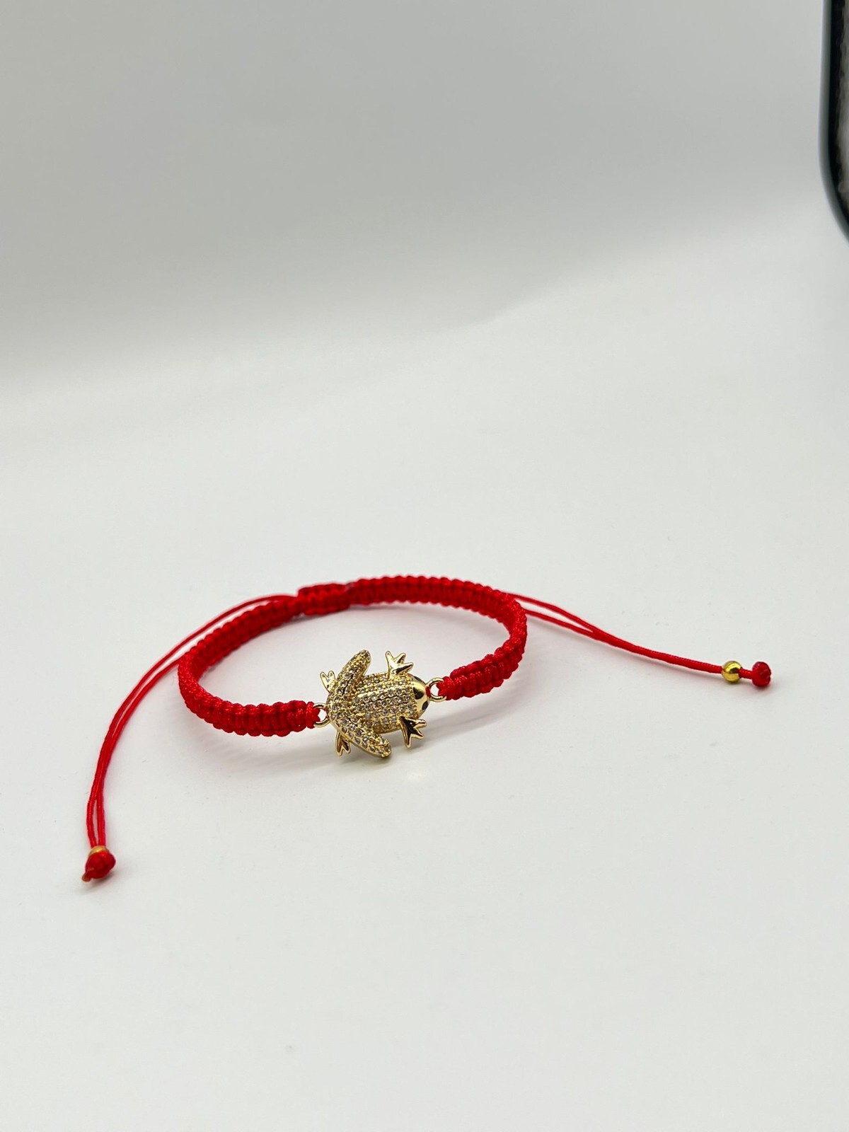 Red Cord Bracelet Braided Textile Frog