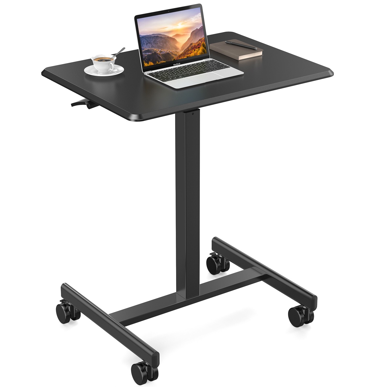 HOMEFLA Mobile Small Stading Desk,Portable Rolling Laptop Desk Lockable Wheels