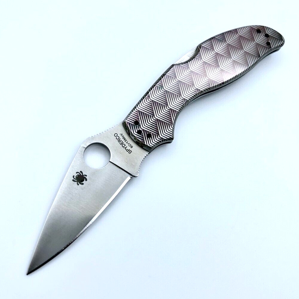 Spyderco Stainless Uptern C261P w/Fan Pattern -  Lockback knife - 2.82" blade