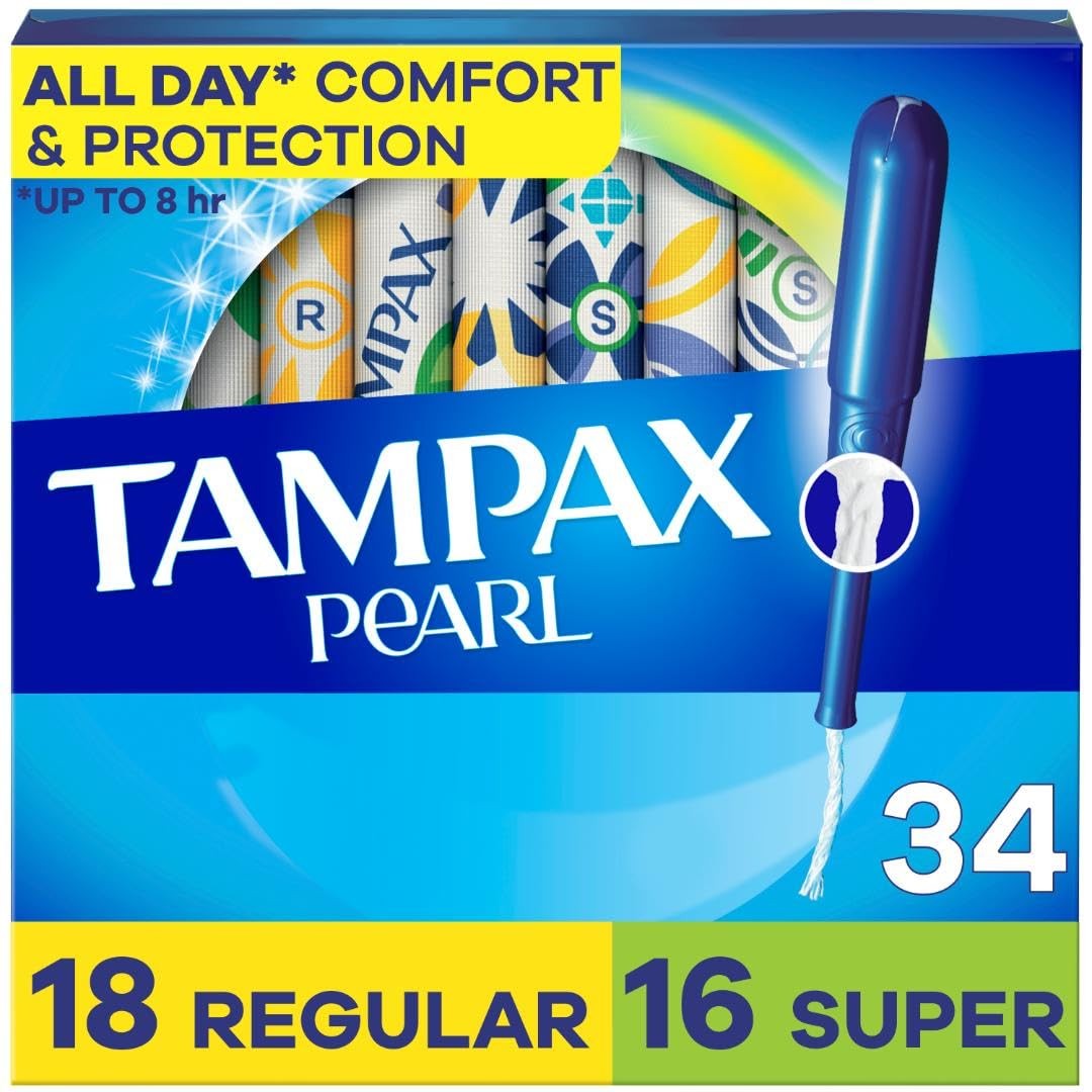 Tampax Pearl Tampons Multipack, with LeakGuard Braid, Regular/Super Absorben...