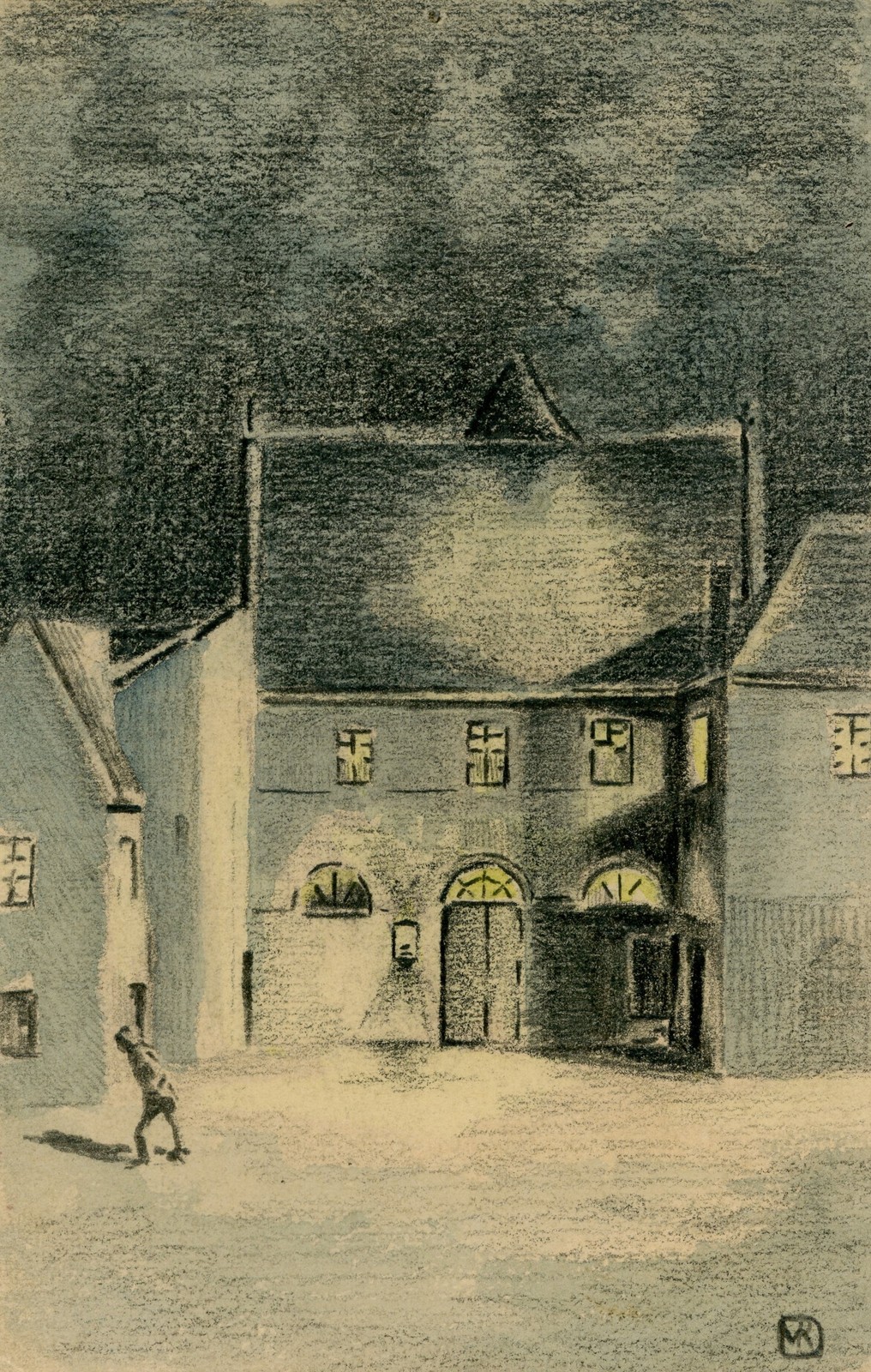 Postcard Historical French Unique Crayon Drawing 1917 Badstübner