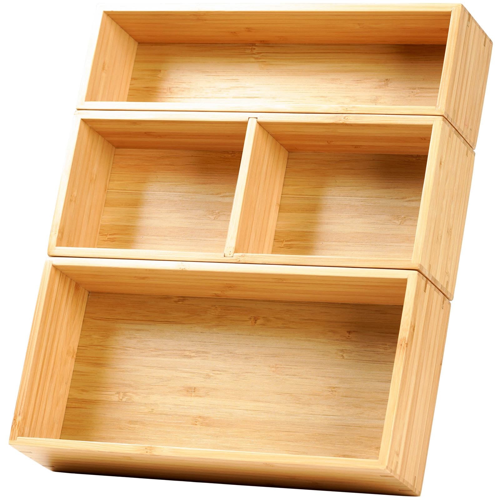 Umilife Drawer Organizer Storage Boxes, 12 x 10 x 2.5" (3 Boxes), Natural